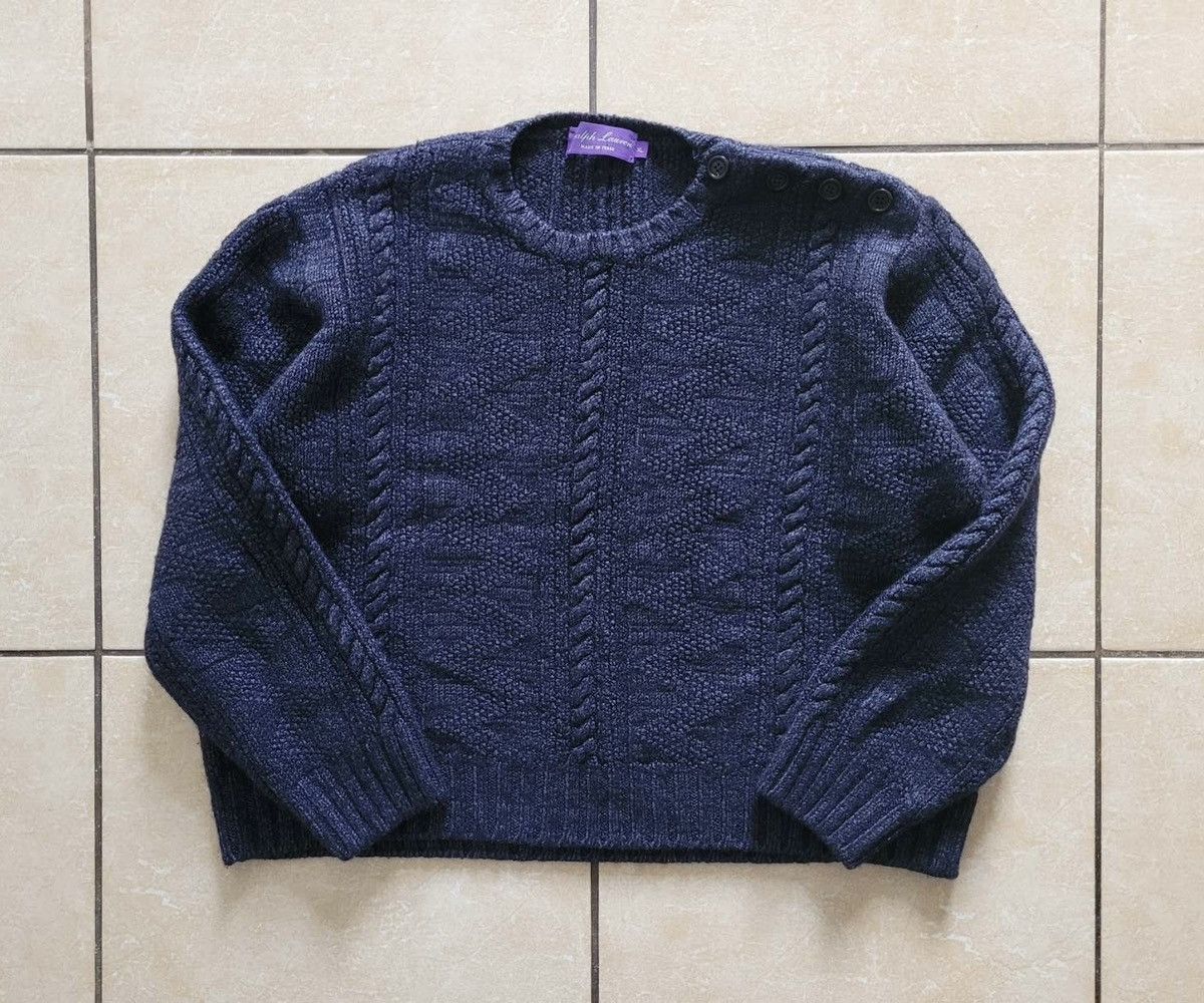 Ralph Lauren Purple label cropped Aran-knit sweater