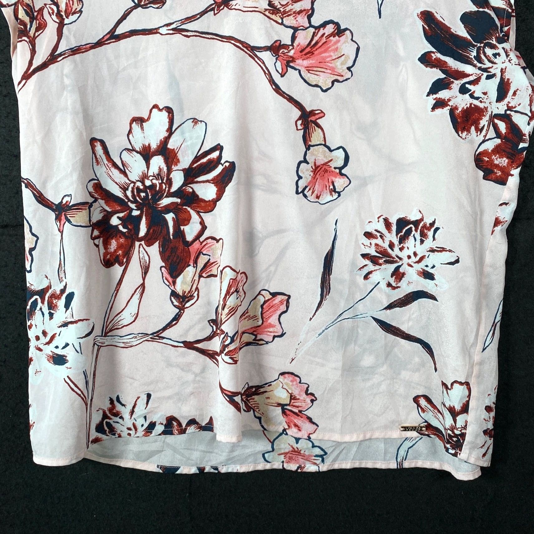 Pinko Ivanka Trump Blouse Pink Multi Floral V-Neck Short Sleeve Sheer Large Shirt Women Size L / US 10 / IT 46 - 3 Thumbnail