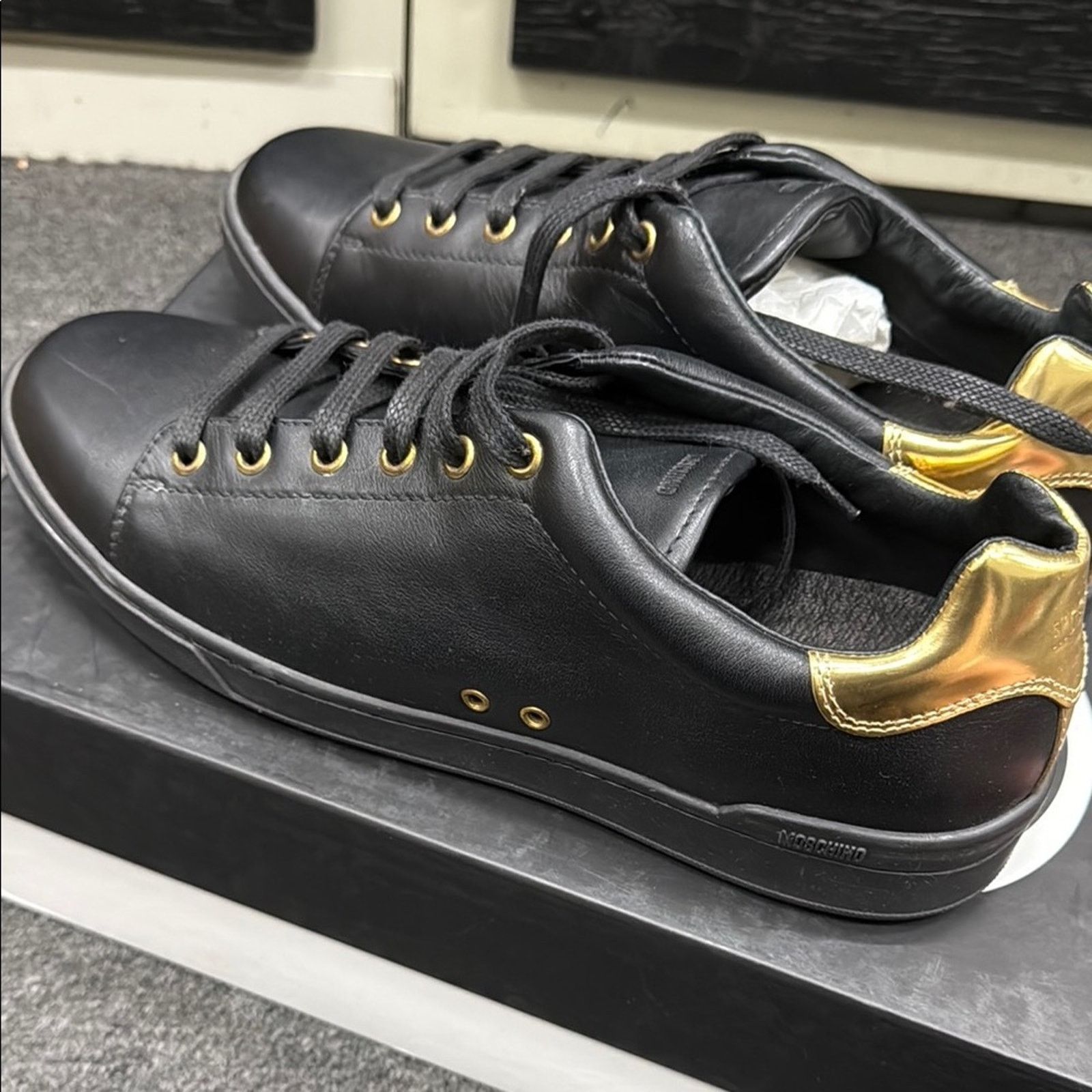 Moschino NWT Moschino Men's Black and Gold Sneakers Size 41 US 9.5 Size US 9.5 / EU 42-43 - 5 Thumbnail