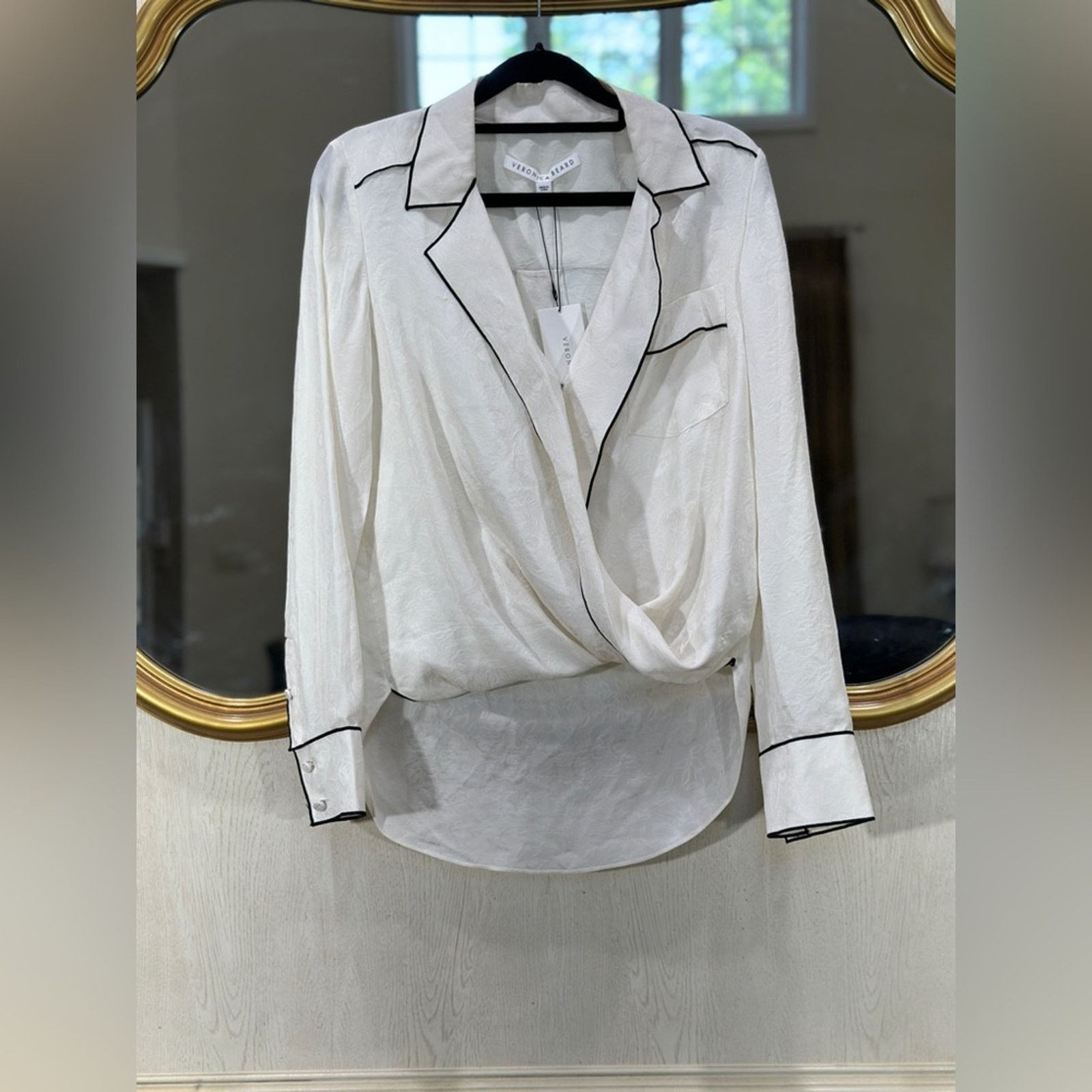 Veronica Beard Veronica Beard Worth Blouse in Off White | 100% Silk | NWT Size XS / US 0-2 / IT 36-38 - 1 Thumbnail