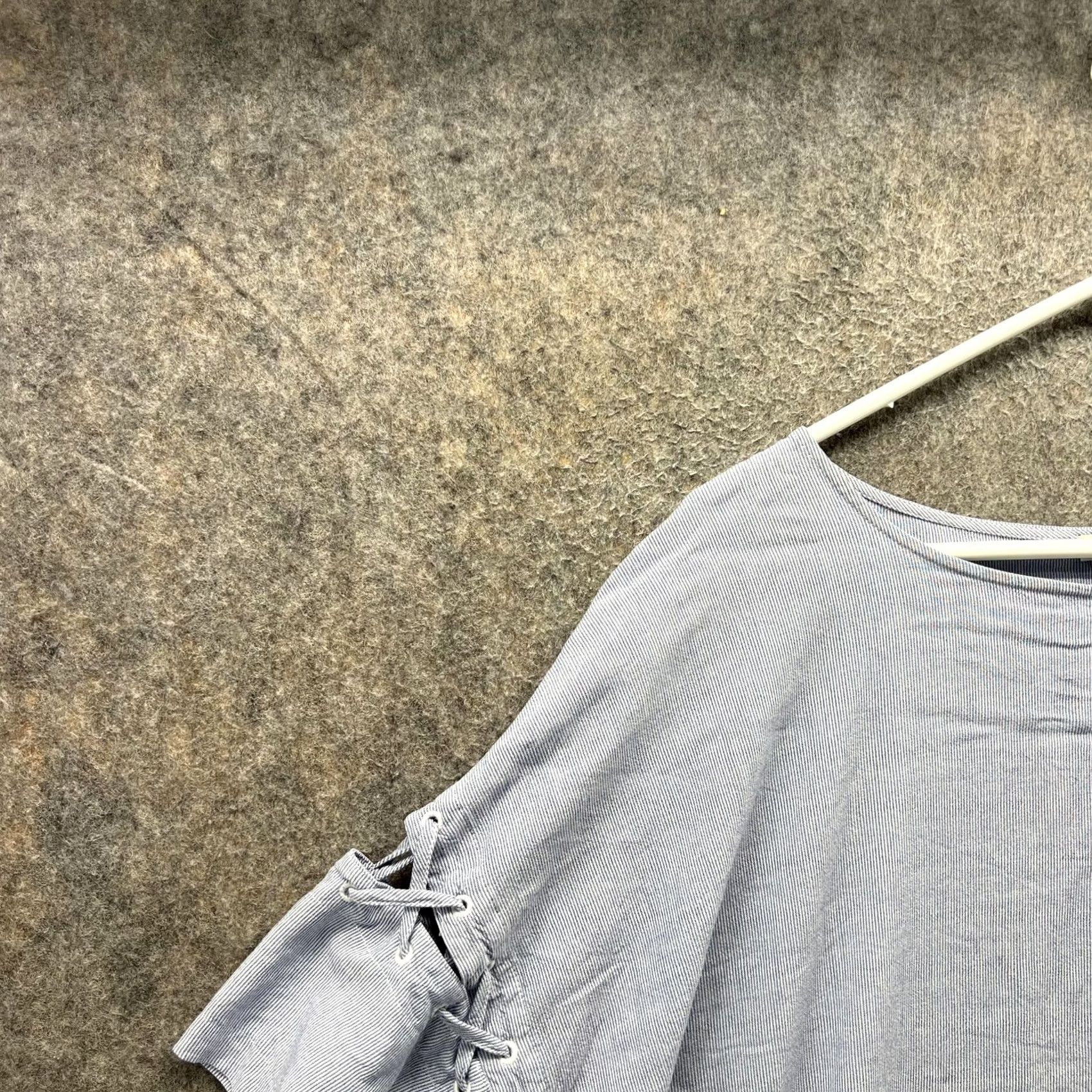 Madewell Madewell Shirt Womens XL Blue White Stripe Boat Neck Lace Up Sleeve Tee Top Size XL / US 12-14 / IT 48-50 - 4 Thumbnail