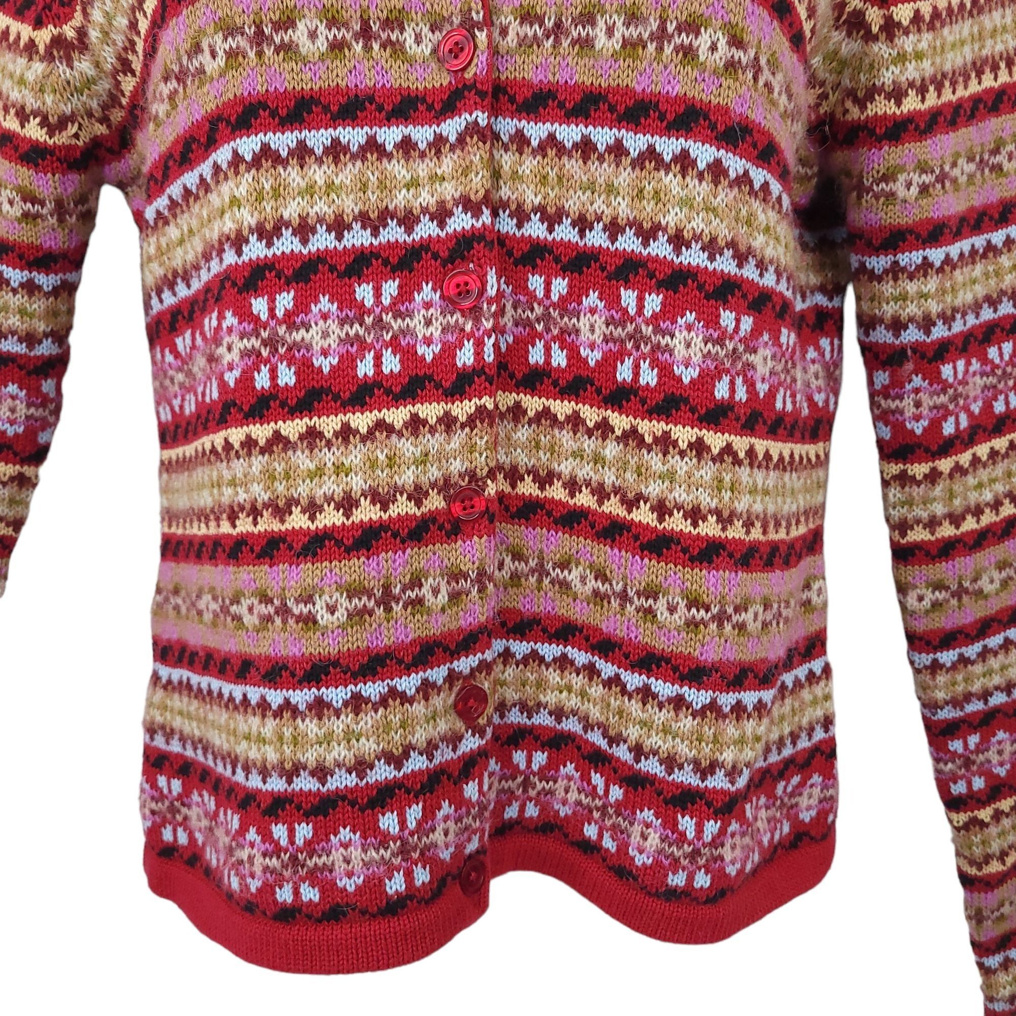Other Harolds Fair Isle Cardigan Sweater S Vintage 90s Faux Fur Size S / US 4 / IT 40 - 5 Thumbnail