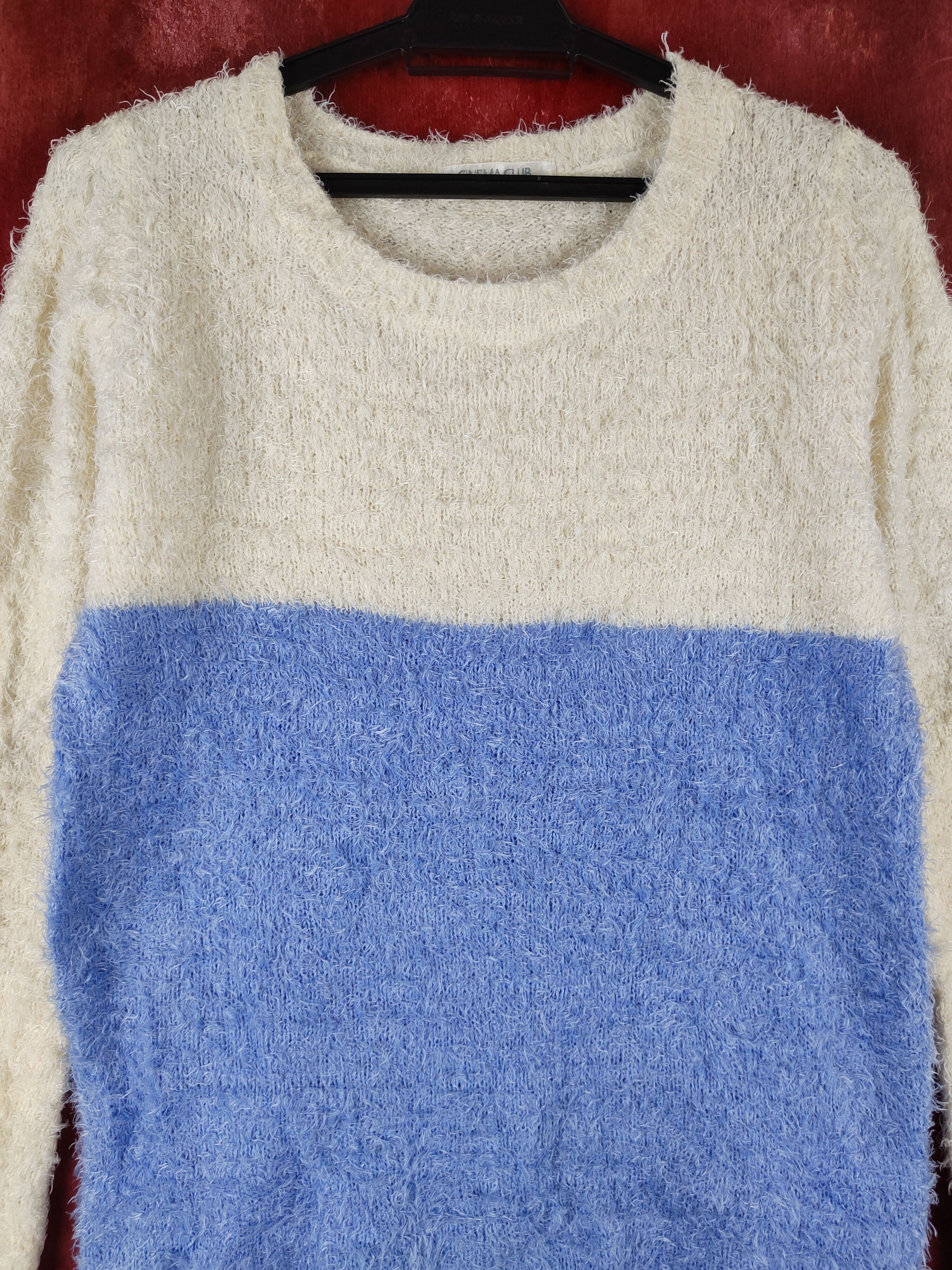 Japanese Brand × Vintage Vintage Cinema Club Cream Blue Fur Mohair Knitwear Size M / US 6-8 / IT 42-44 - 2 Thumbnail