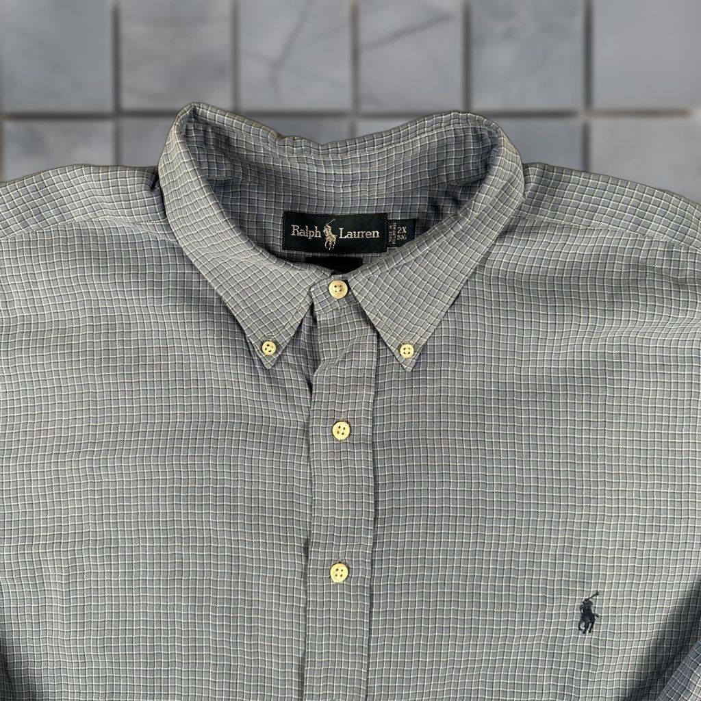 Ralph Lauren Ralph Lauren Shirt Men 2XB Blue Check Button-Down Regular Fit Cotton Knit Size US XXL / EU 58 / 5 - 1 Thumbnail