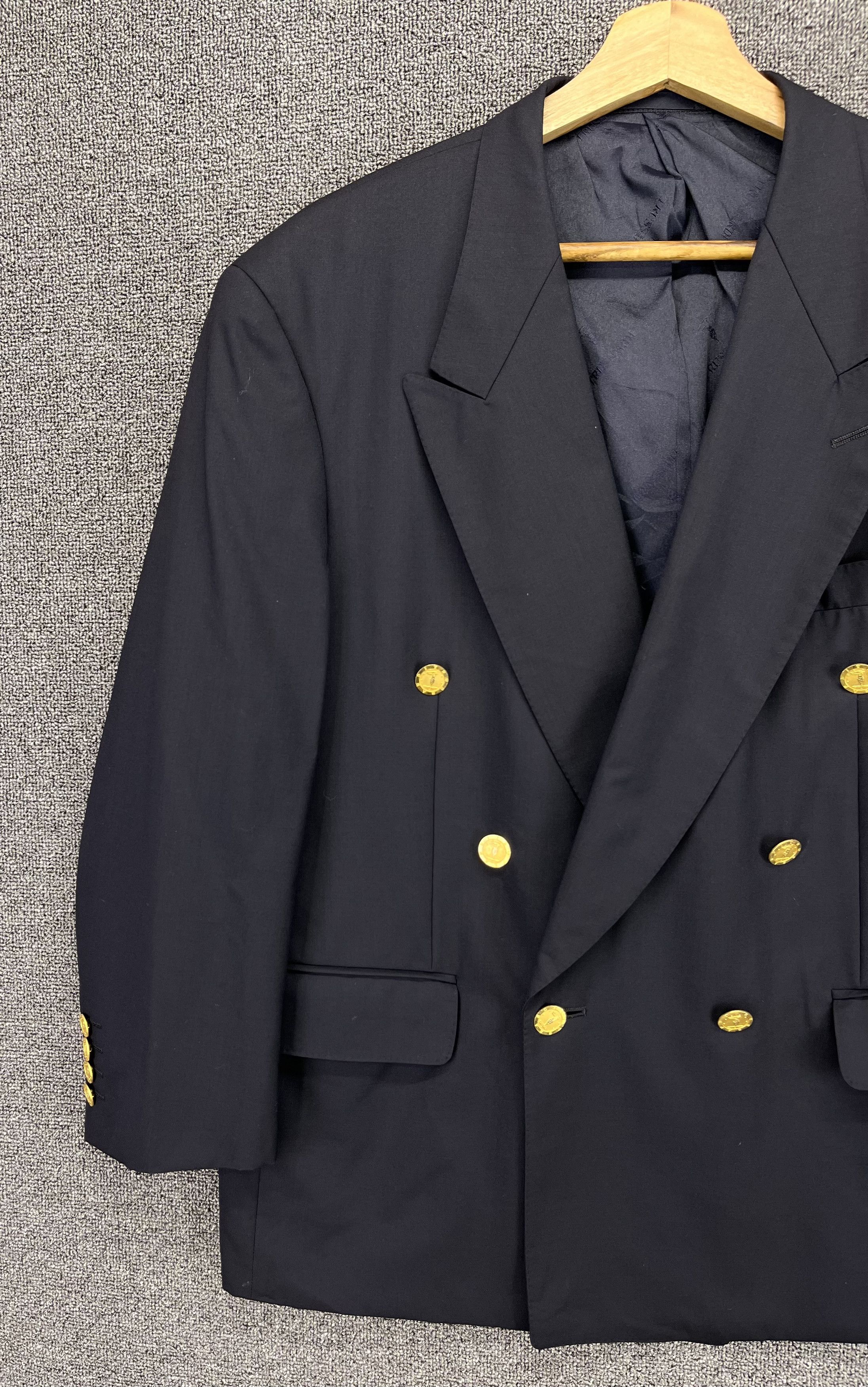 Trussardi Vintage Trussardi Luxury Gold Button Wool Blazer Coat Jacket Size US L / EU 52-54 / 3 - 2 Thumbnail