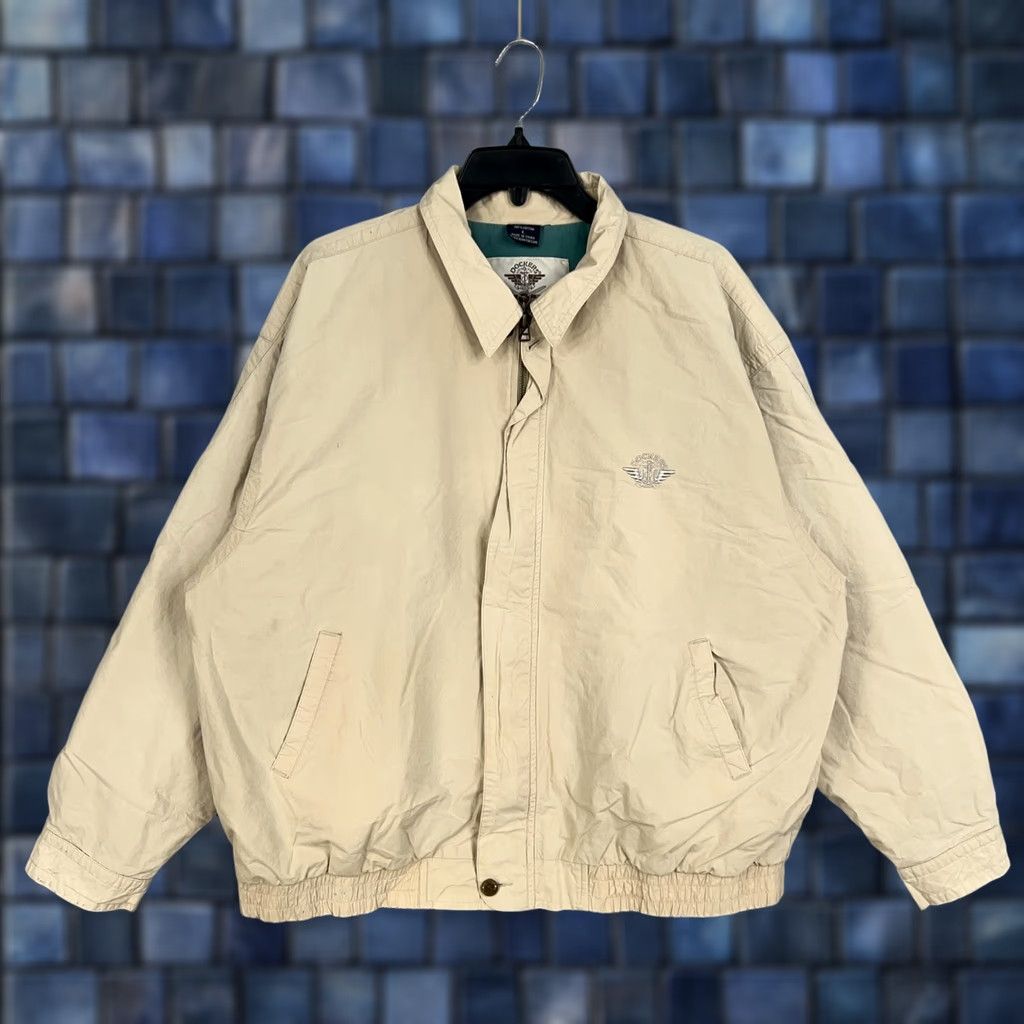 Dockers VINTAGE Dockers Jacket Mens XL Full Zip Bomber Coat Beige 80s 90s Size US L / EU 52-54 / 3 - 1 Thumbnail