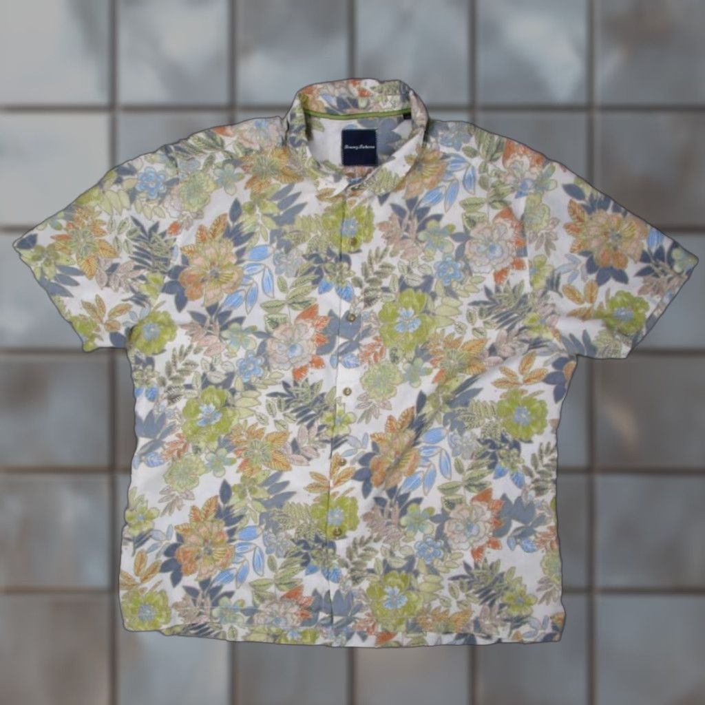 Tommy Bahama VINTAGE Tommy Bahama Shirt Men 3XL Short Sleeve Green Floral Hawaiian Tiki Beach Tropical Size US XXL / EU 58 / 5 - 1 Thumbnail