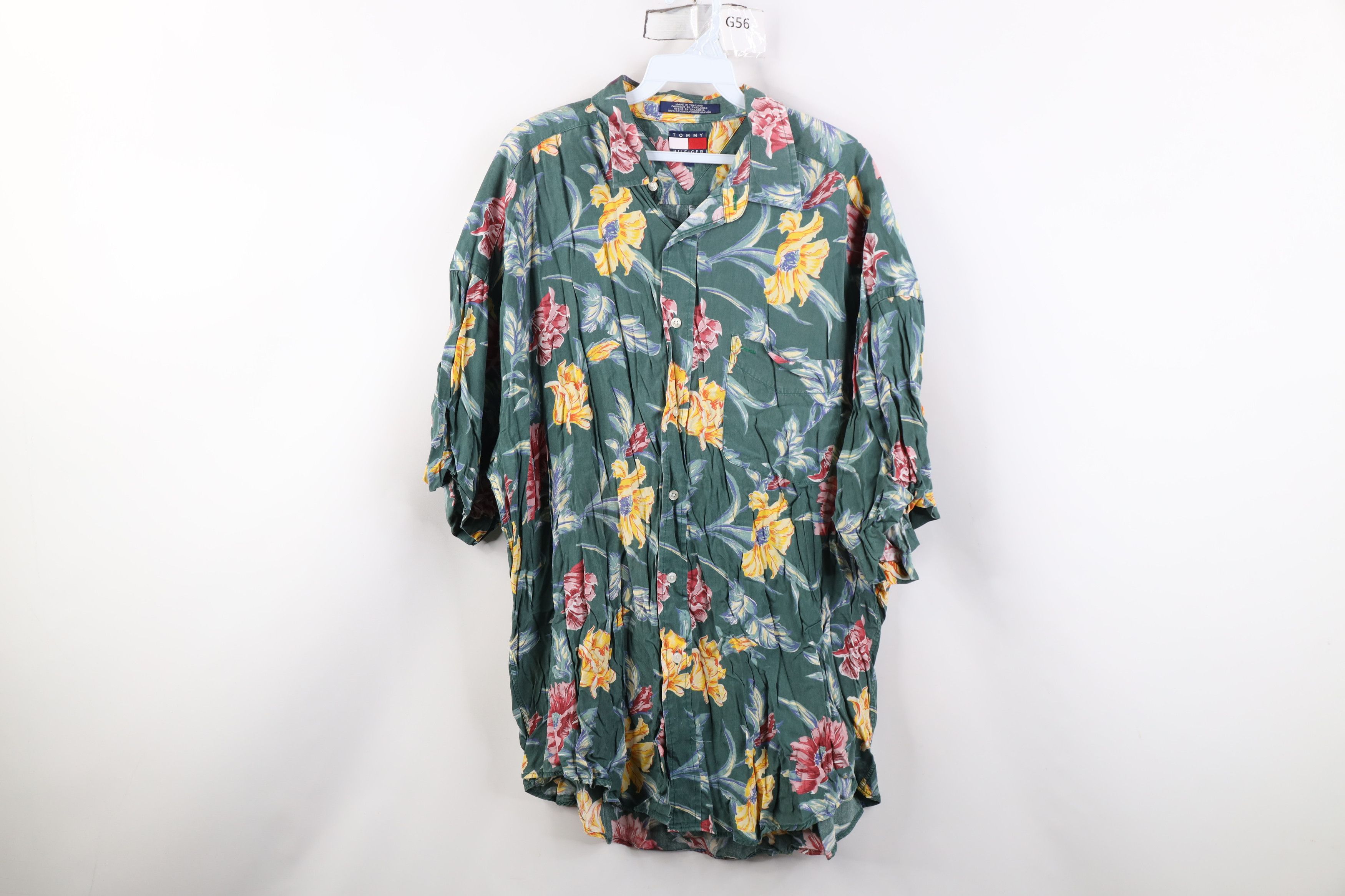 Tommy Hilfiger Vintage 90s Tommy Hilfiger Gabardine Flower Button Shirt Size US L / EU 52-54 / 3 - 1 Thumbnail
