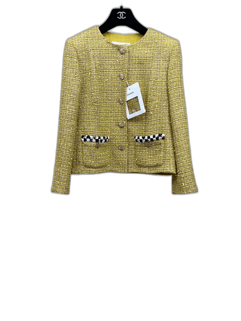 Chanel Chanel Gold Woven Jacket with Rhinestone Buttons Size M / US 6-8 / IT 42-44 - 1 Thumbnail