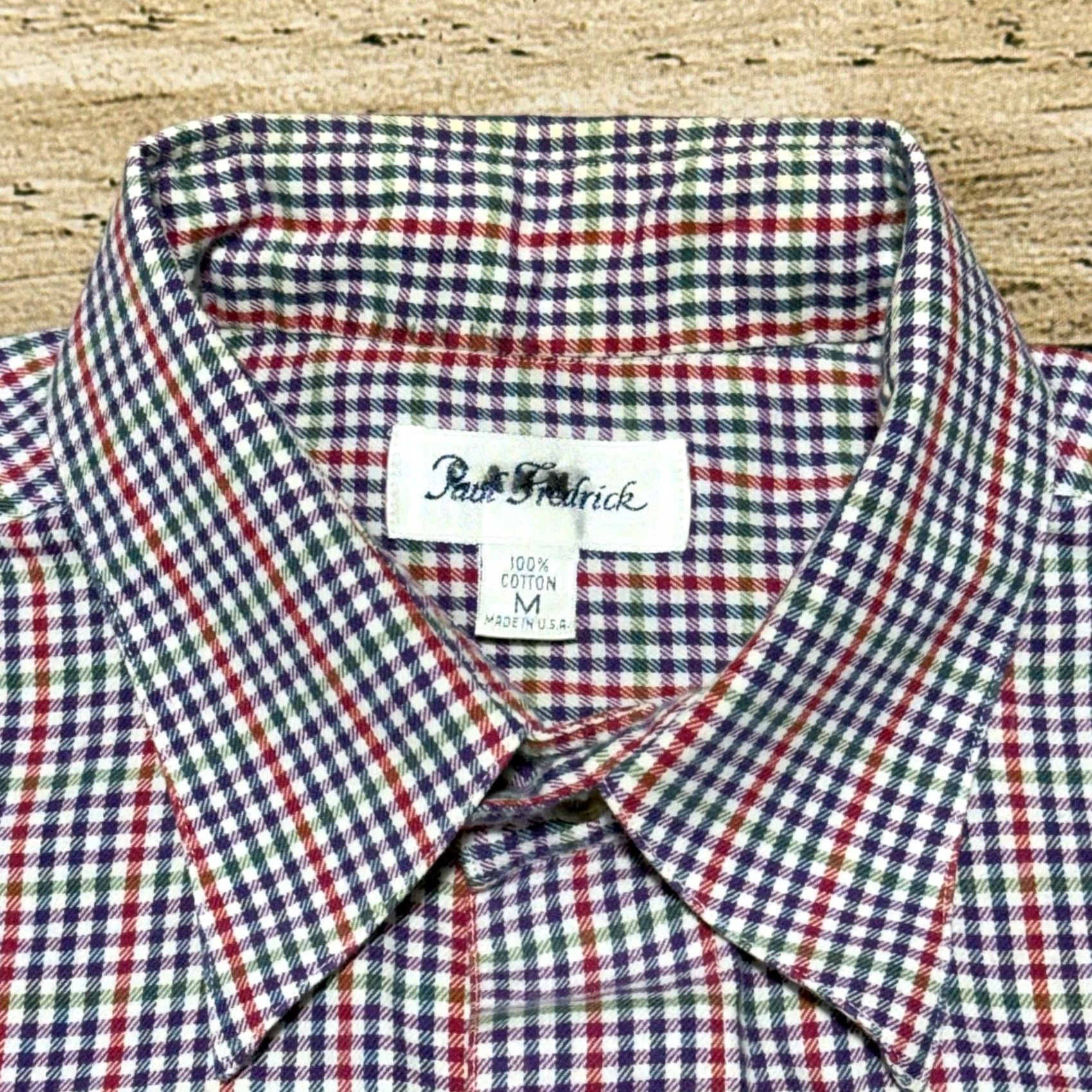 Vintage VINTAGE Paul Fredrick Shirt Mens M Red Blue Green Purple Plaid Button-Down Made in USA Size US M / EU 48-50 / 2 - 2 Thumbnail