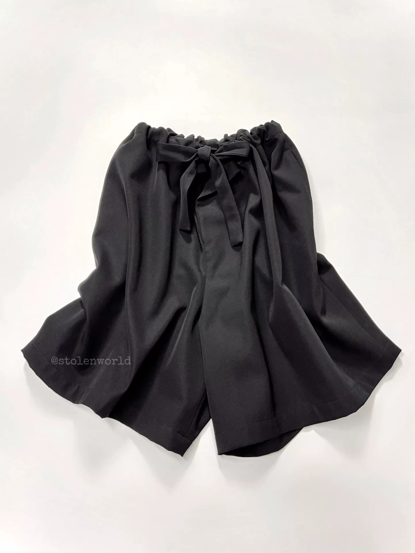 Yohji Yamamoto Yohji Yamamoto Black Tie Waist Shorts Size 23" - 1 Thumbnail