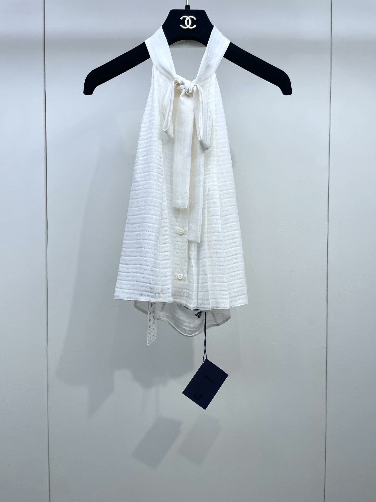 Prada PRADA White Silk Halter Backless Top Size S / US 4 / IT 40 - 1 Thumbnail