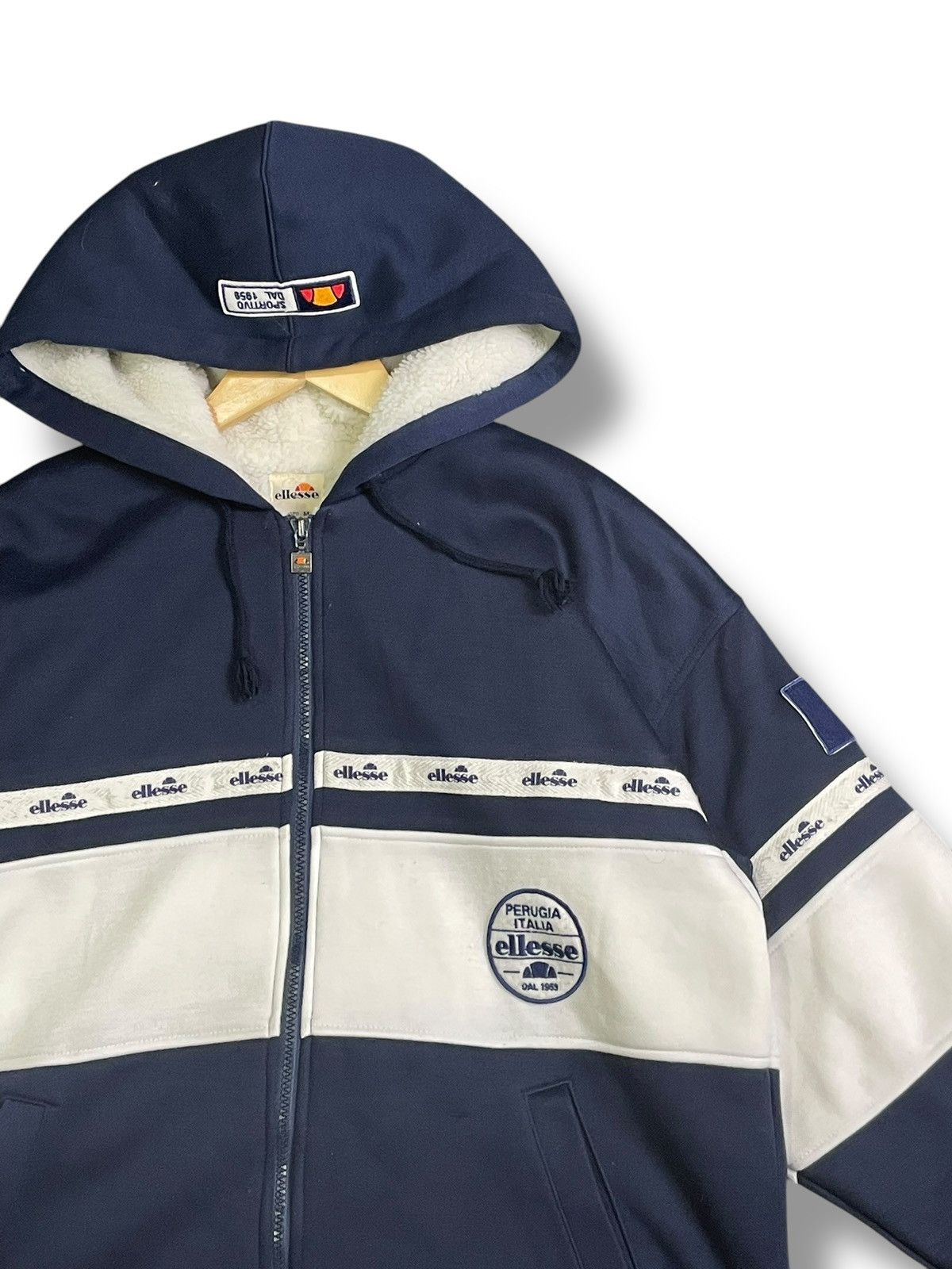 Designer × Ellesse × Vintage Ellese Two Tones Lined Fleece Zipper Sweater (37) Size US M / EU 48-50 / 2 - 7 Thumbnail