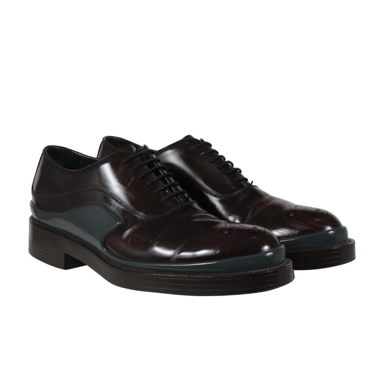 Prada Derbys Burgundy Leather Double Gray Mid Sole - 02478 Size US 9 / EU 42 - 13 Thumbnail