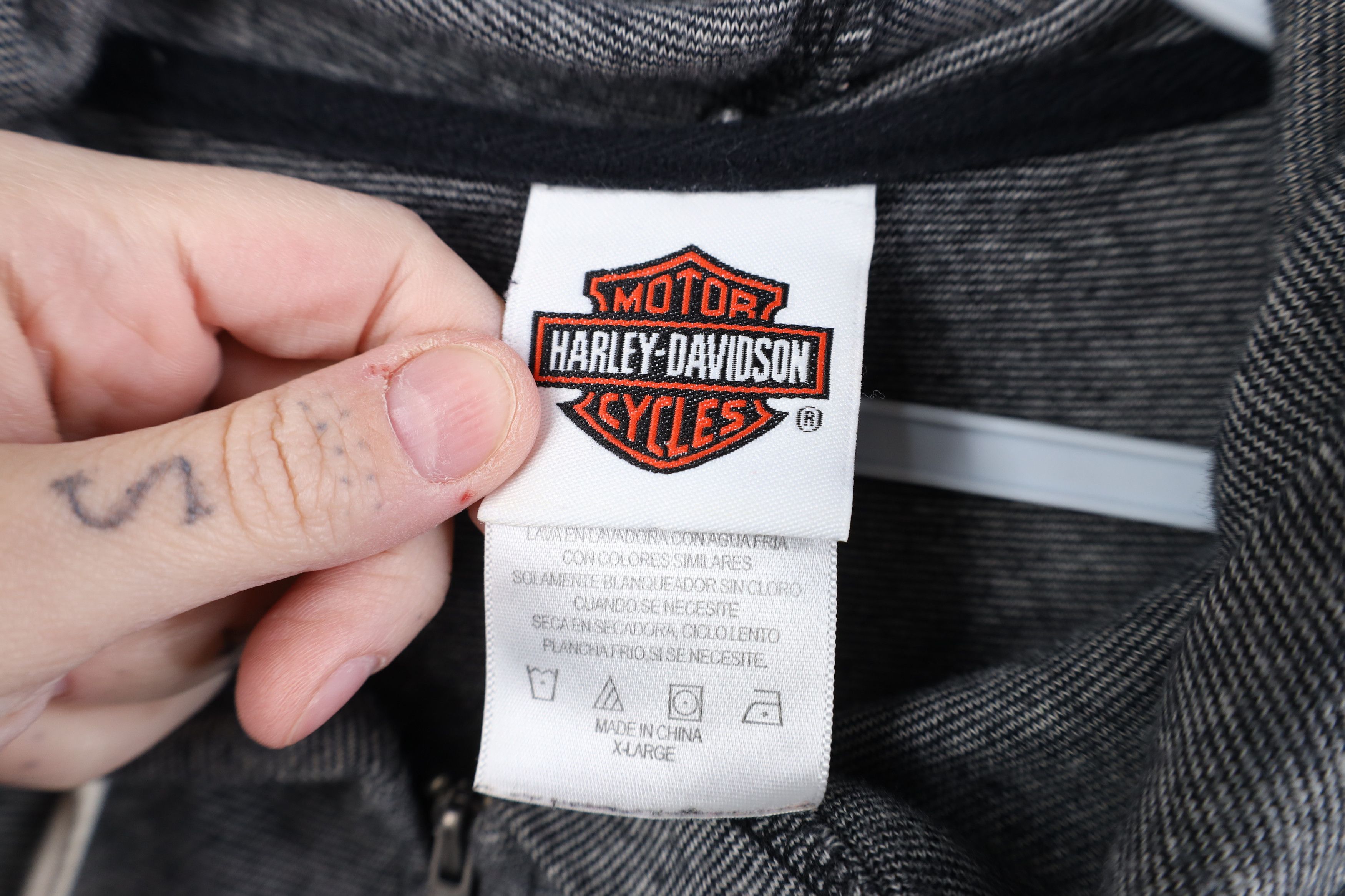 Harley Davidson Vintage Y2K Harley Davidson Striped Jersey Knit Zip Hoodie Size XL / US 12-14 / IT 48-50 - 8 Thumbnail