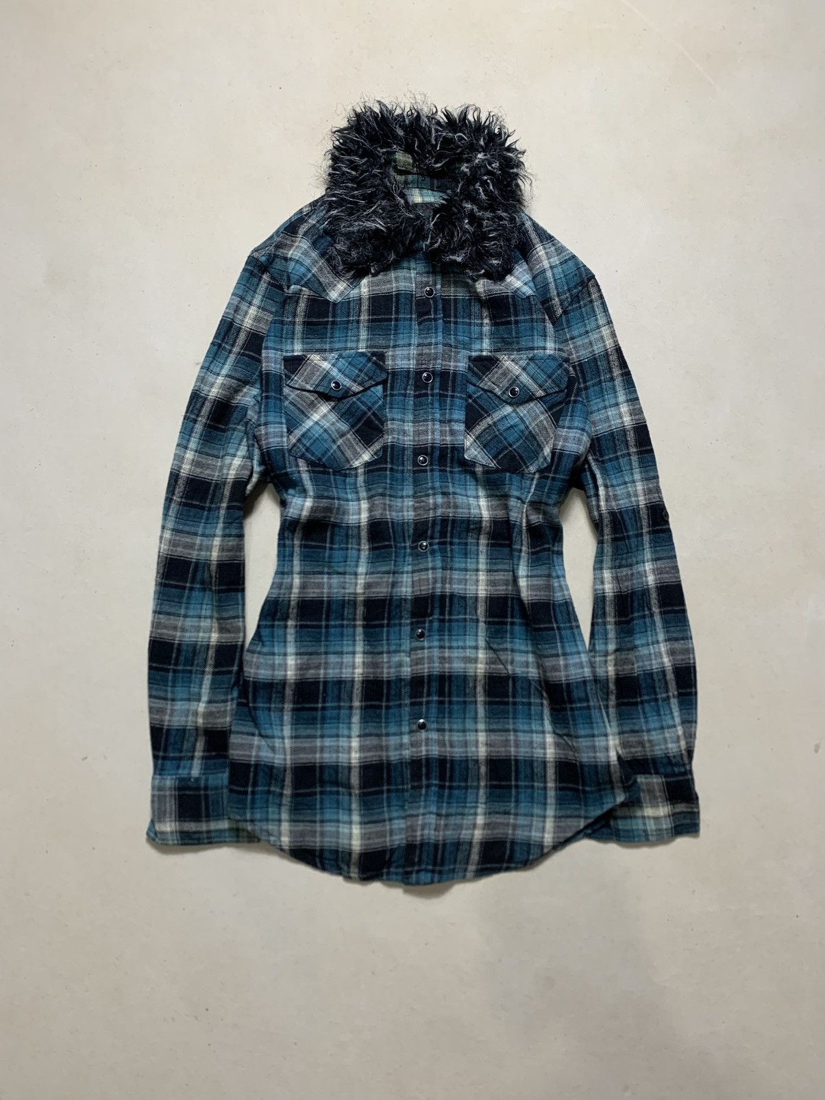 Japanese Brand Plaid Faux Fur