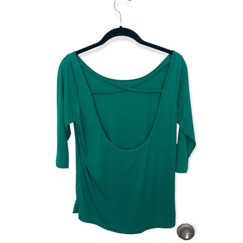Splits59 Splits59 XS Green 3/4 Sleeve Active Top – Open Draped Back Y Size XS / US 0-2 / IT 36-38 - 3 Thumbnail