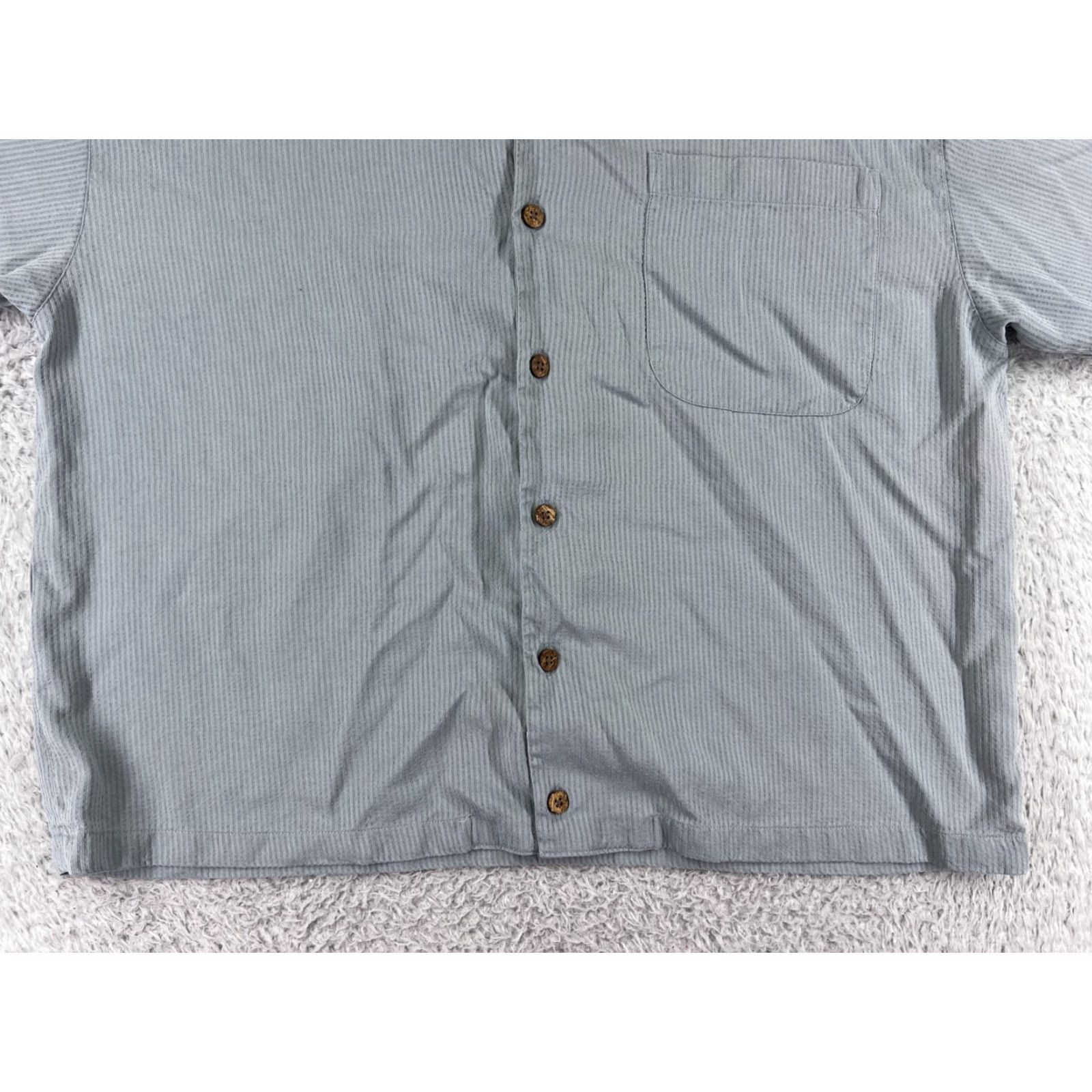 Tommy Bahama Tommy Bahama Shirt Mens Large Blue Striped Silk 100% Button-Up Hawaiian Resort Casual Shirt Size US L / EU 52-54 / 3 - 5 Thumbnail