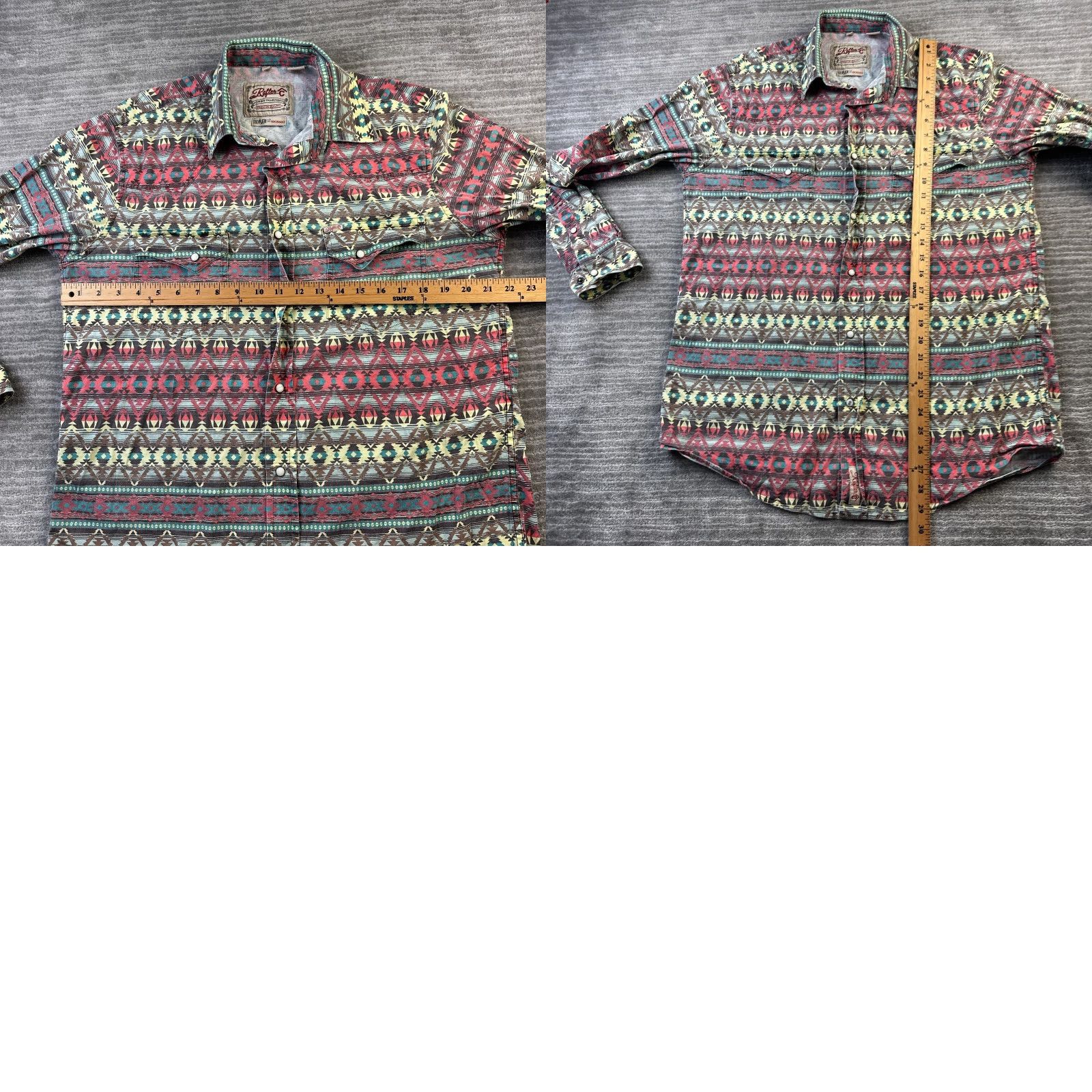 Vintage Rafter C Shirt Mens M Aztec Western Southwestern Cowboy Pearl Snap Shirt Size US M / EU 48-50 / 2 - 8 Thumbnail