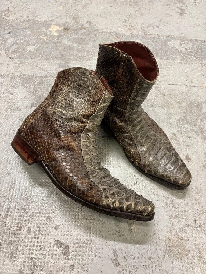 Roberto Cavalli × Vintage 2000s Roberto Cavalli Python Leather Boots Size US 9 / EU 42 - 5 Thumbnail