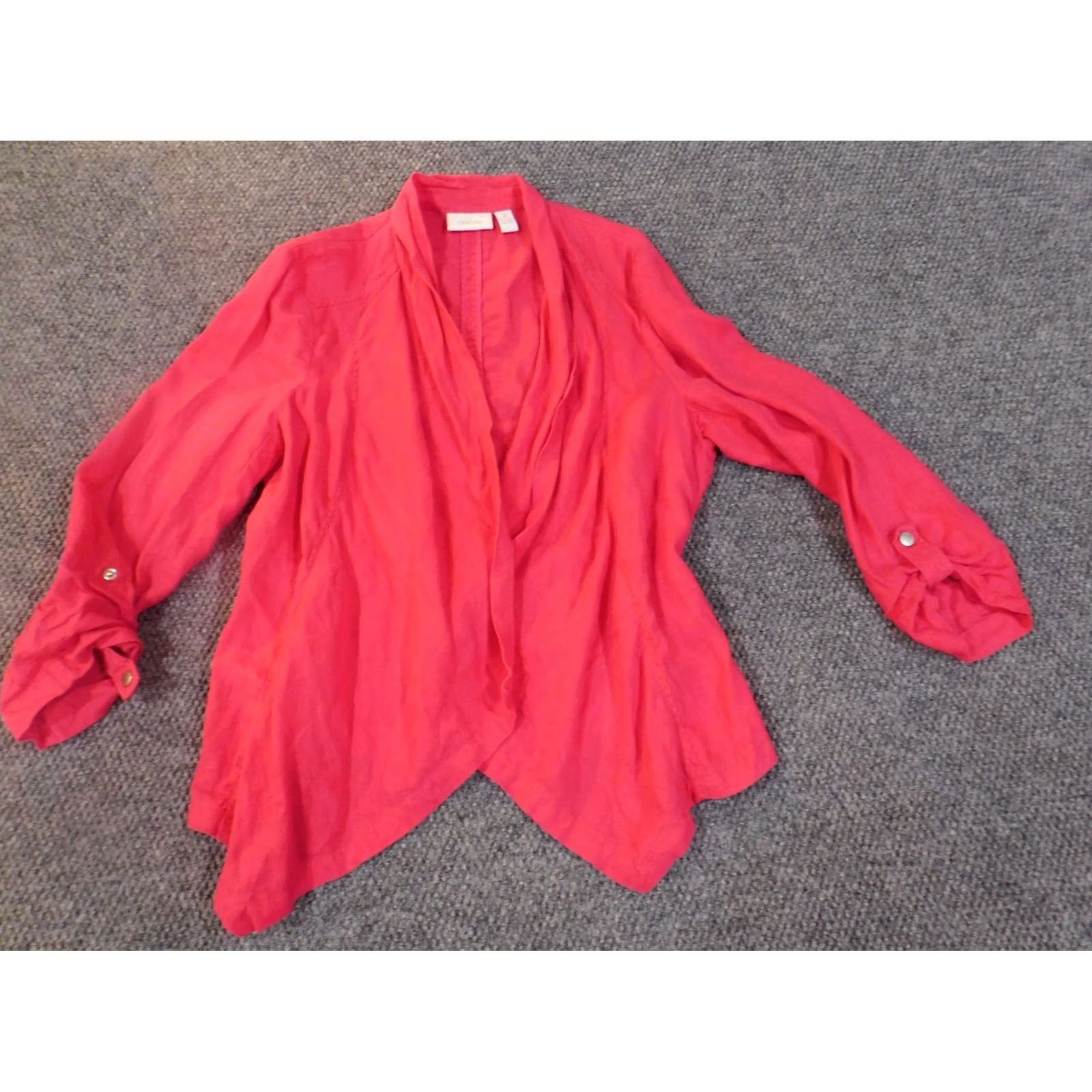 Vintage Chicos Jacket Pink Open Blazer Linen Knit Long Sleeve Casual Women 2 Regular Fall Spring Women's Blazer Animals Lounge Basic Jacket Size XS / US 0-2 / IT 36-38 - 4 Thumbnail