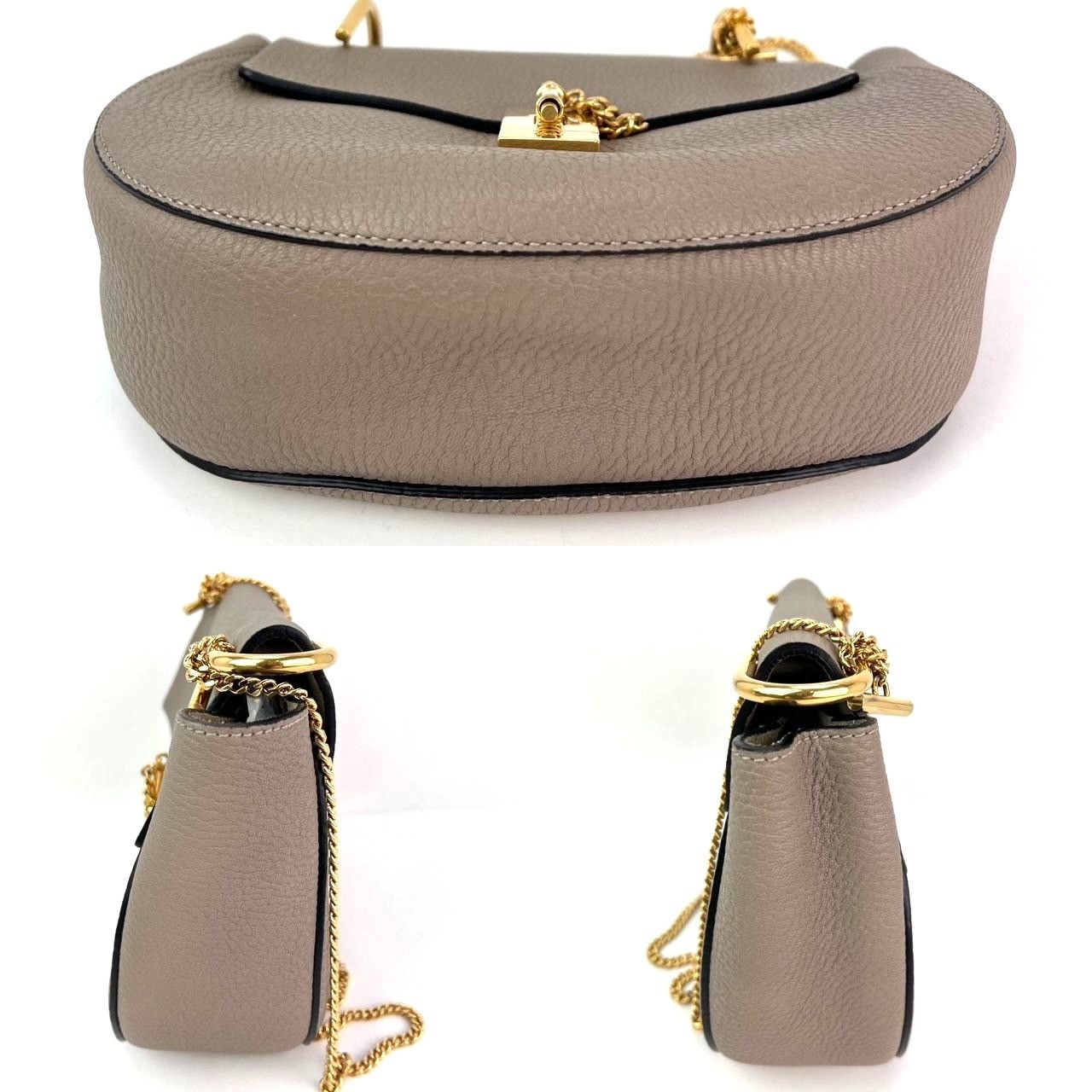 Chloe Chloe Small Drew Gray Grained Lambskin Leather Shoulder Cros Size ONE SIZE - 3 Thumbnail