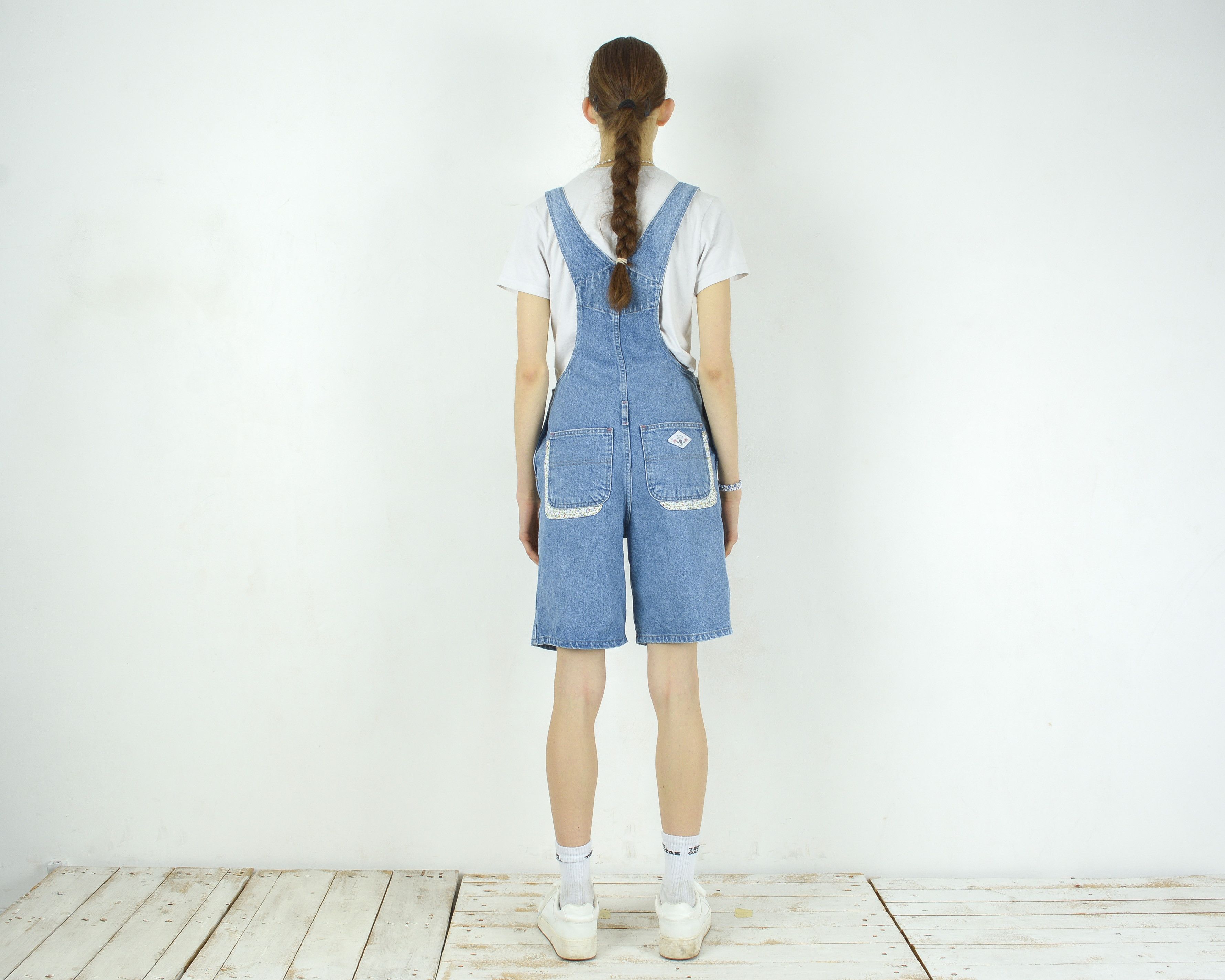 Other × Vintage Denim Shorts Overalls Jean Dungaree Jumpsuit Romper Playsuit Size 29" - 3 Thumbnail