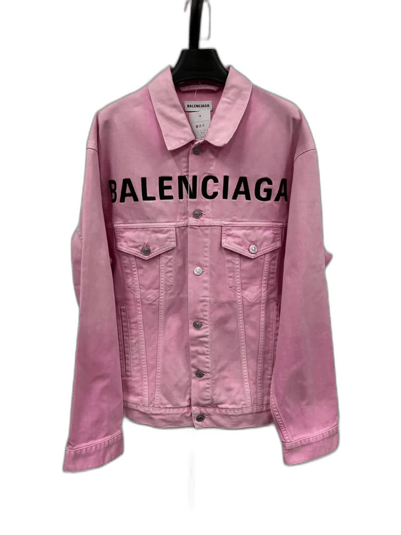 Balenciaga Balenciaga Pink Logo Denim Jacket for Valentine's Day-2506 Size S / US 4 / IT 40 - 1 Thumbnail