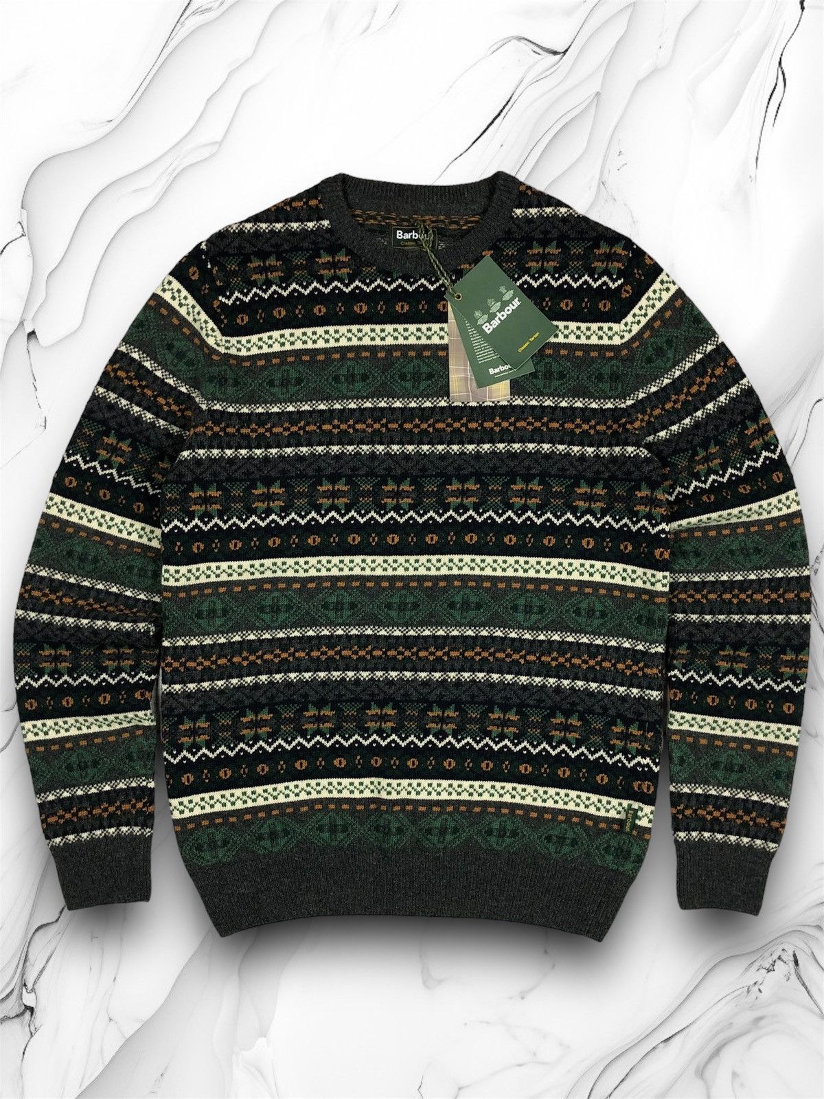 Barbour Vintage Barbour Orford Fairisle Crew Aztec Tartan Sweater Size US S / EU 44-46 / 1 - 1 Thumbnail