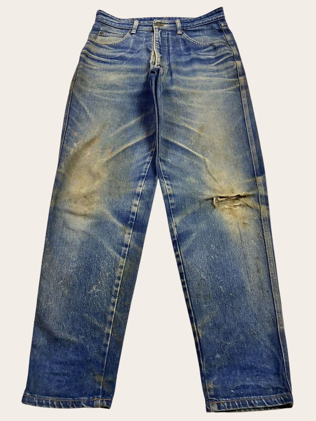 Junya Watanabe Vtg Japan Bobson Heavy Yellow Rusty Washed Distress Jeans Size US 34 / EU 50 - 1 Thumbnail