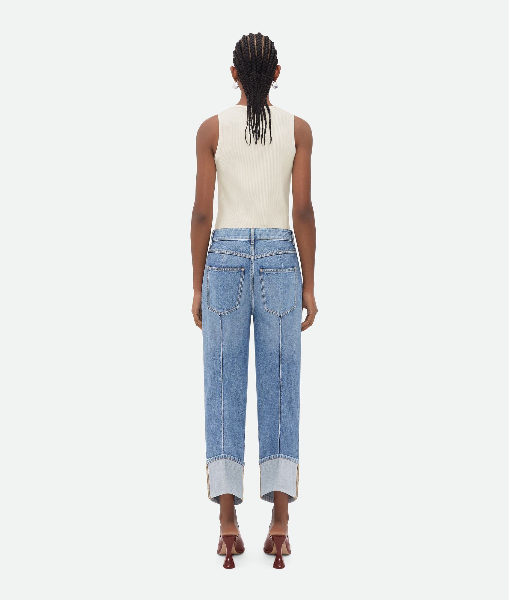 Bottega Veneta Light Blue Curved Shape Cropped Jeans Size 30" / US 8 / IT 44 - 4 Thumbnail