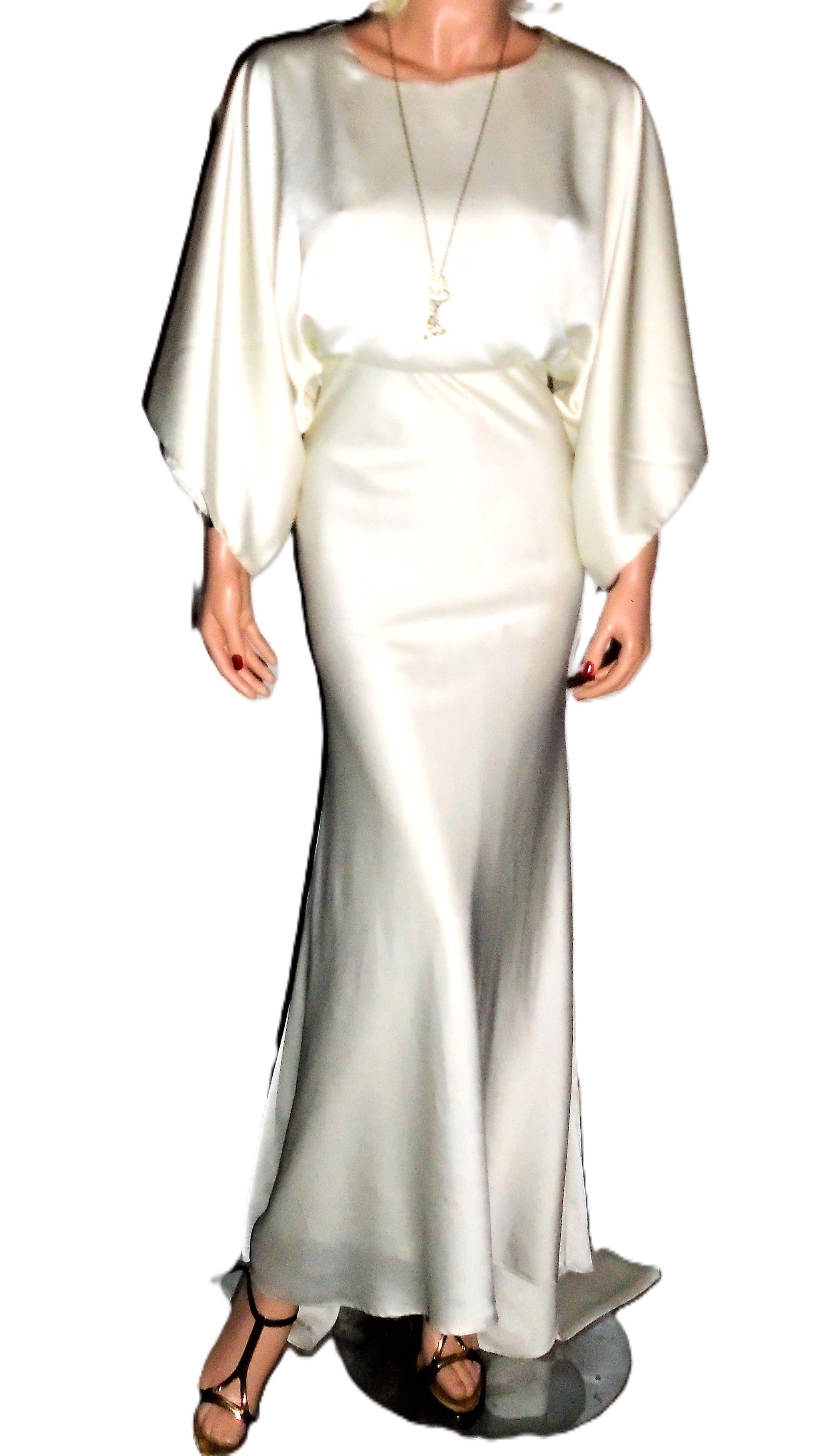 Asos Asos Bridal Ivory Art Deco Maxi Dress with Train 0 Size XS / US 0-2 / IT 36-38 - 3 Thumbnail