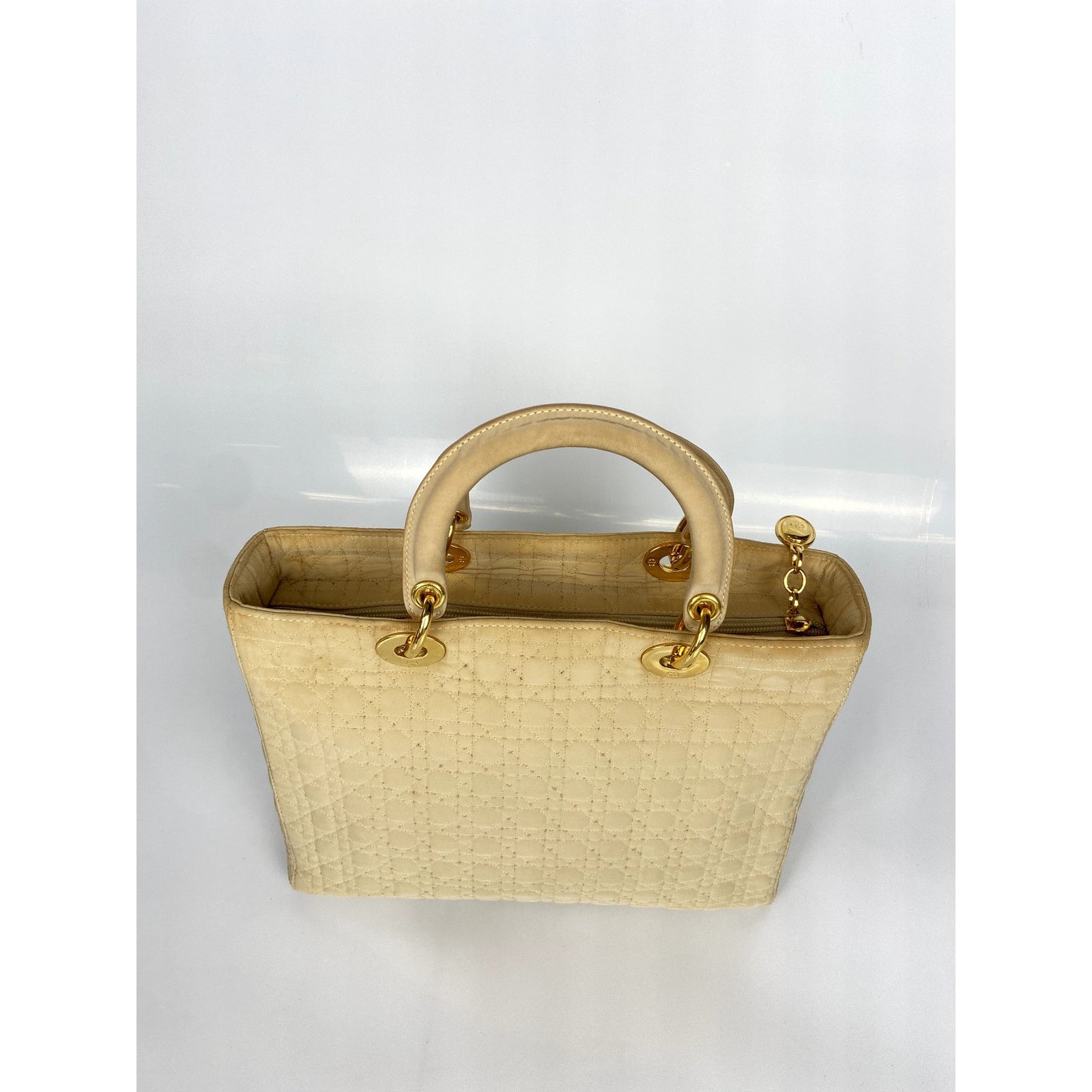 Dior Dior Beige Microfiber Lady Dior GD Handbag Size ONE SIZE - 7 Thumbnail
