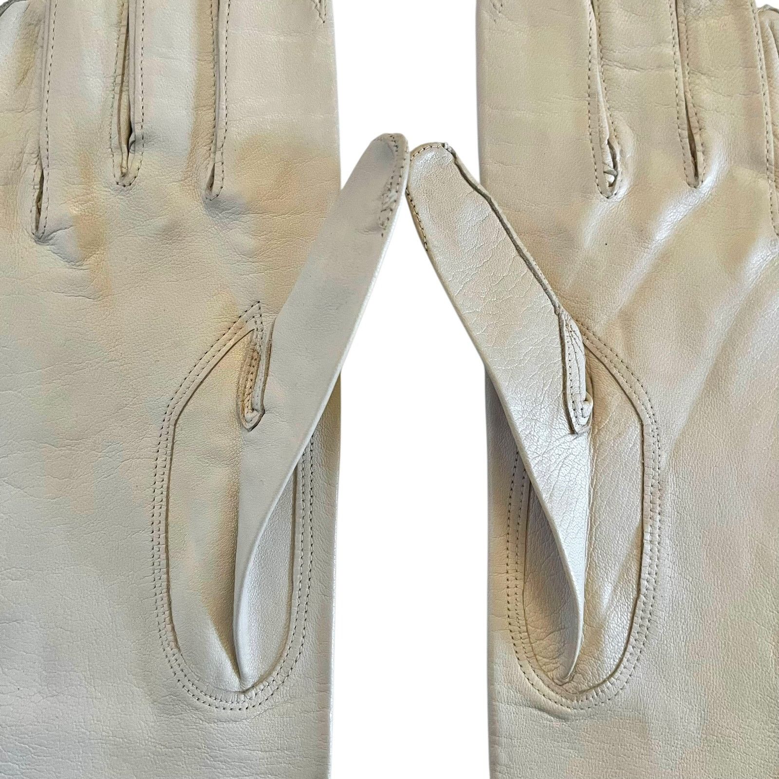 Vintage Vintage Kidskin Bone White Italian Leather Forearm Gloves Size ONE SIZE - 6 Thumbnail