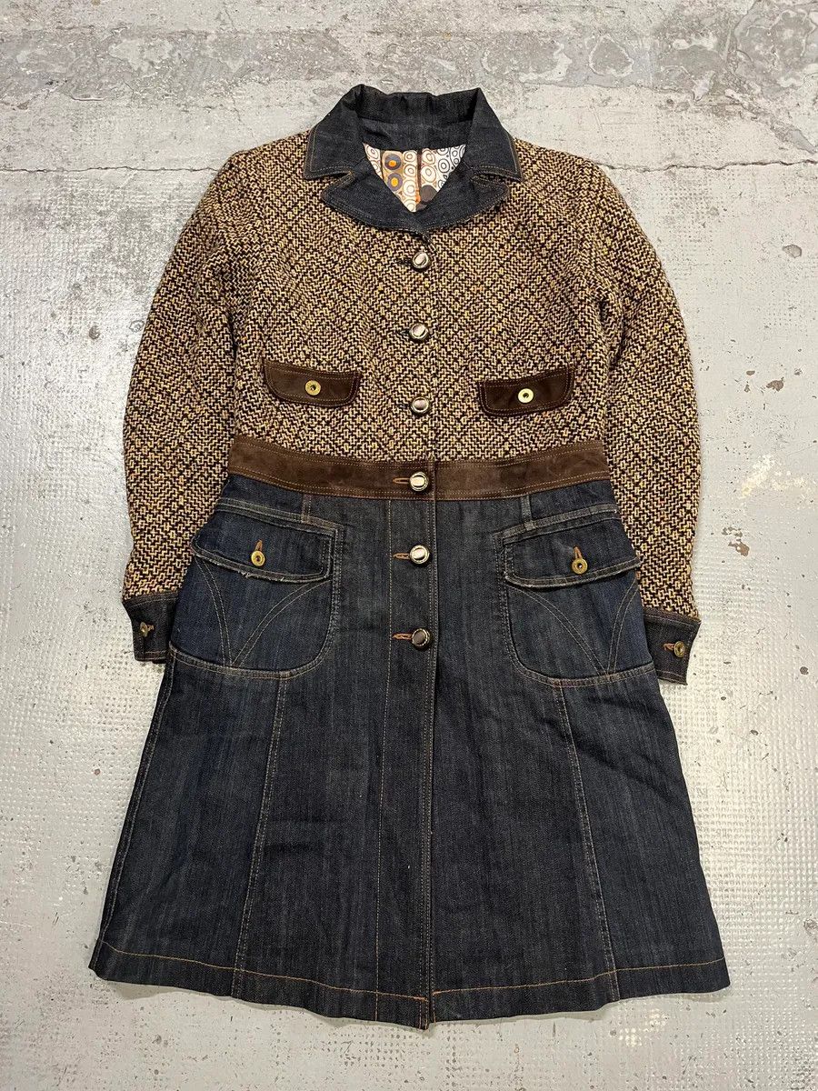 Dolce & Gabbana AW2005 Dolce & Gabbana Hybrid Wool & Denim Beige & Blue Long Coat Size S / US 4 / IT 40 - 4 Thumbnail