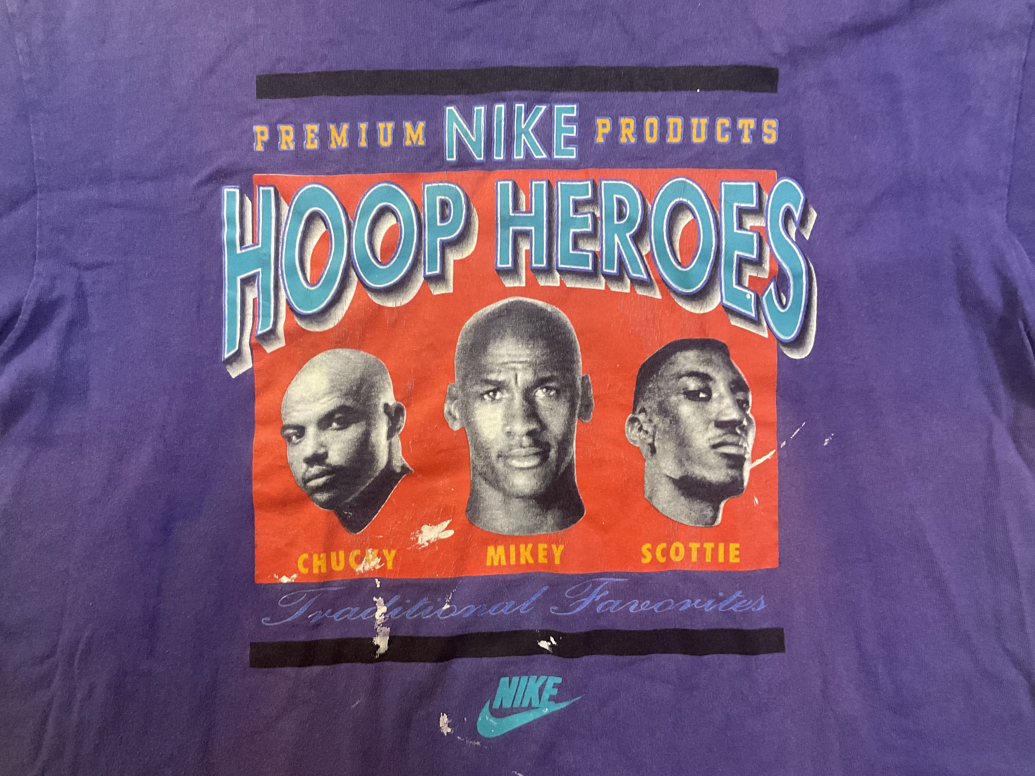 NBA Vintage 90s NIKE Hoop Heroes Jordan Barkley Pippen T-Shirt Size US L / EU 52-54 / 3 - 2 Thumbnail