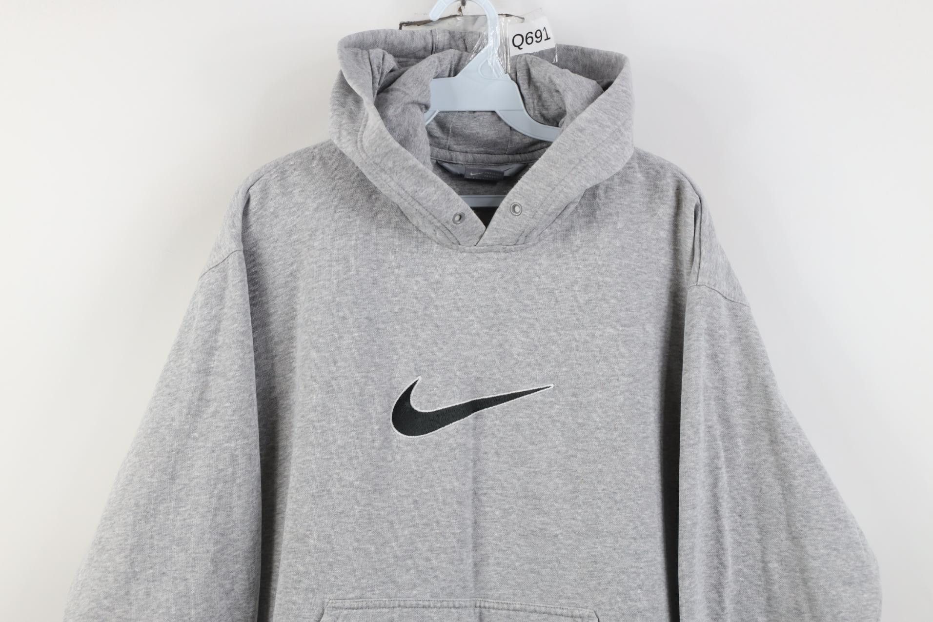 Nike Vintage Y2K Nike Center Big Swoosh Hoodie Sweatshirt Gray Size US L / EU 52-54 / 3 - 2 Thumbnail