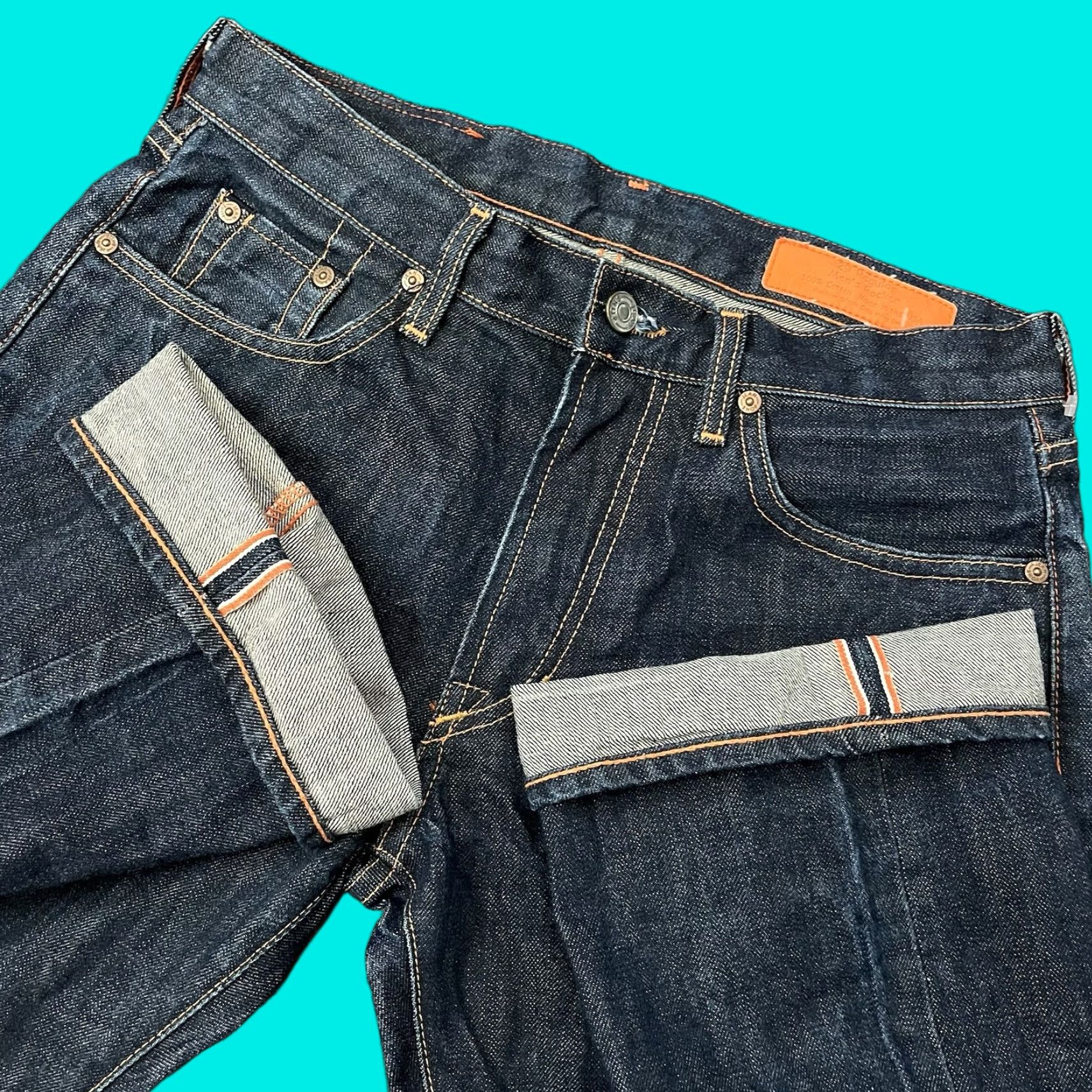 Jean Shop VINTAGE Jean Shop Selvage Jeans Men 29x29 Straight Fit Denim USA Made Dark Blue Size US 29 - 1 Thumbnail