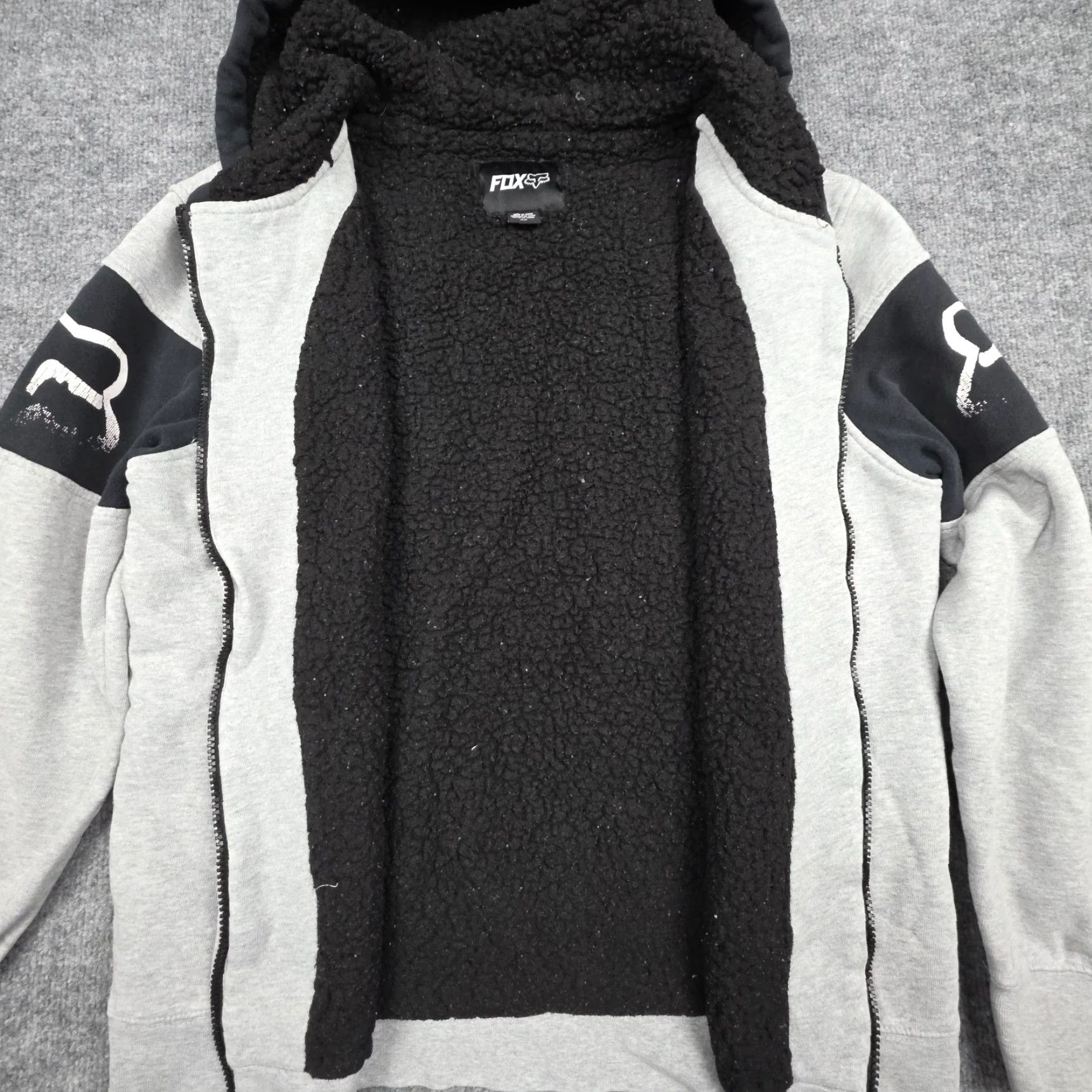 Fox Racing Fox Racing Hoodie Zip Up Men's Medium Gray Spellout Graphic Sherpa Lined Camouflage Full Zip Hooded Pockets Graphic Print Logo Embroidered Fox Racing Size US M / EU 48-50 / 2 - 4 Thumbnail
