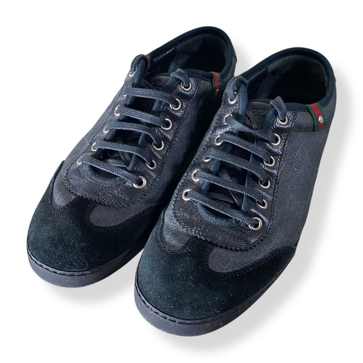 Gucci Gucci Web GG Canvas Monogram Sneakers Black Suede Size US 7.5 / EU 40-41 - 1 Thumbnail
