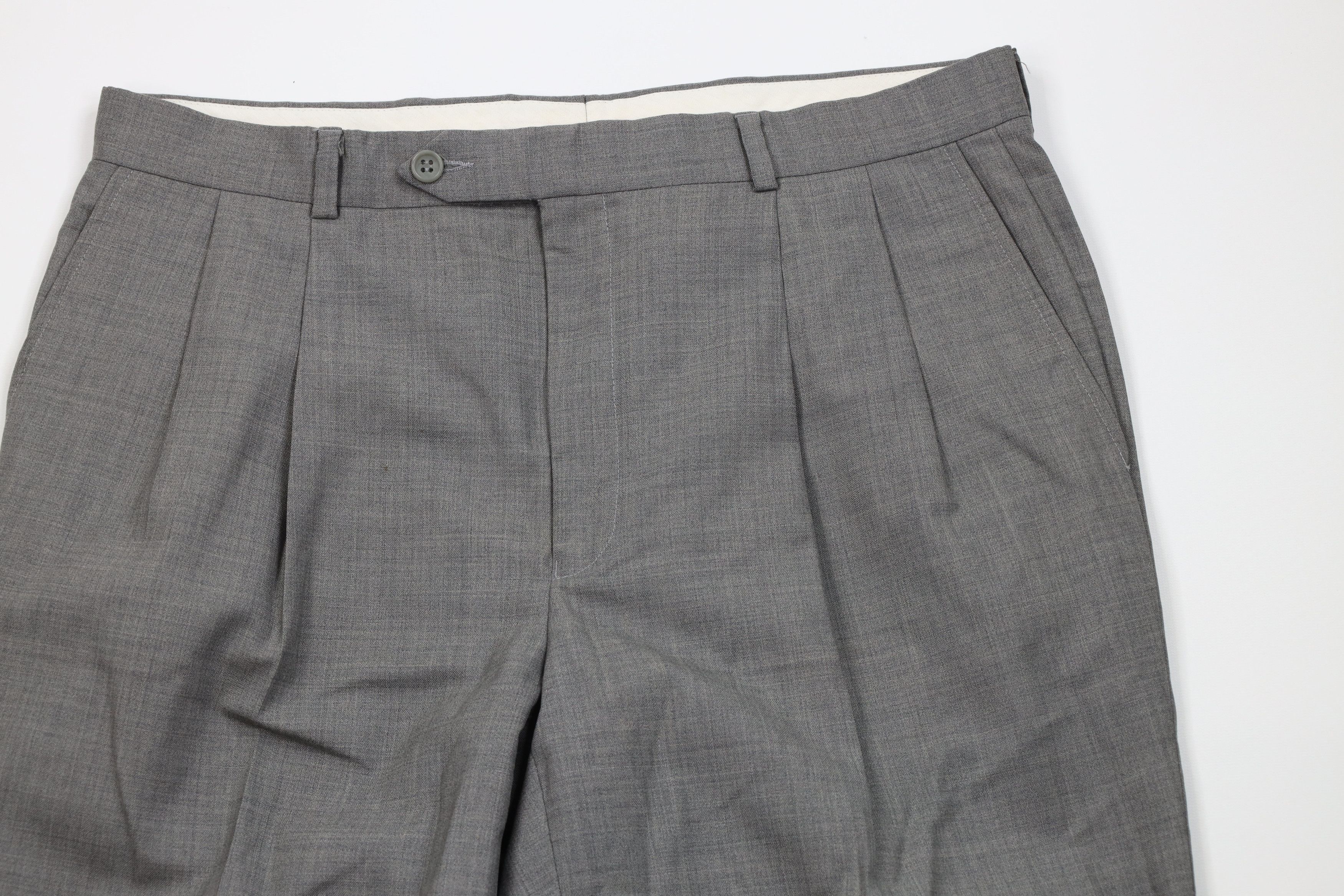 Ralph Lauren Vintage Ralph Lauren Wool Wide Leg Chino Pants Heather Gray Size US 34 / EU 50 - 2 Thumbnail