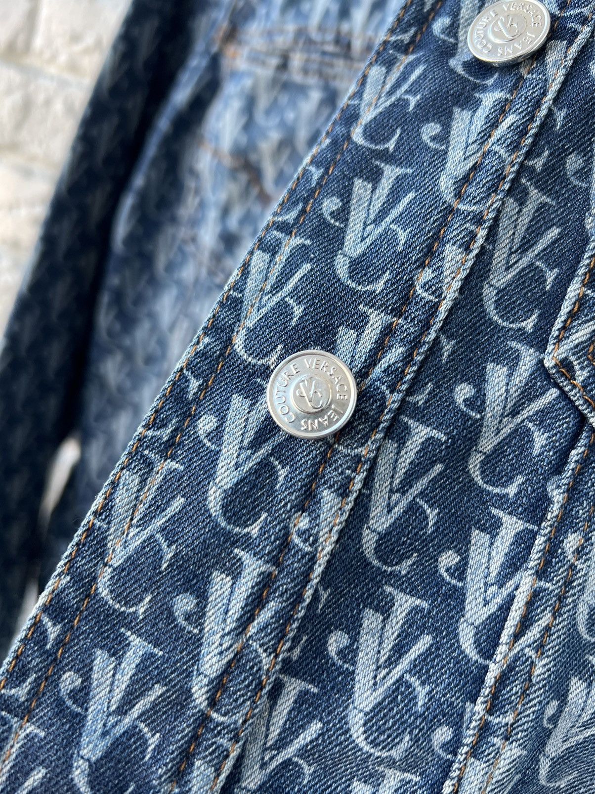 Versace Versace Monogram Logo Denim Blue Jacket Size XS / US 0-2 / IT 36-38 - 5 Thumbnail