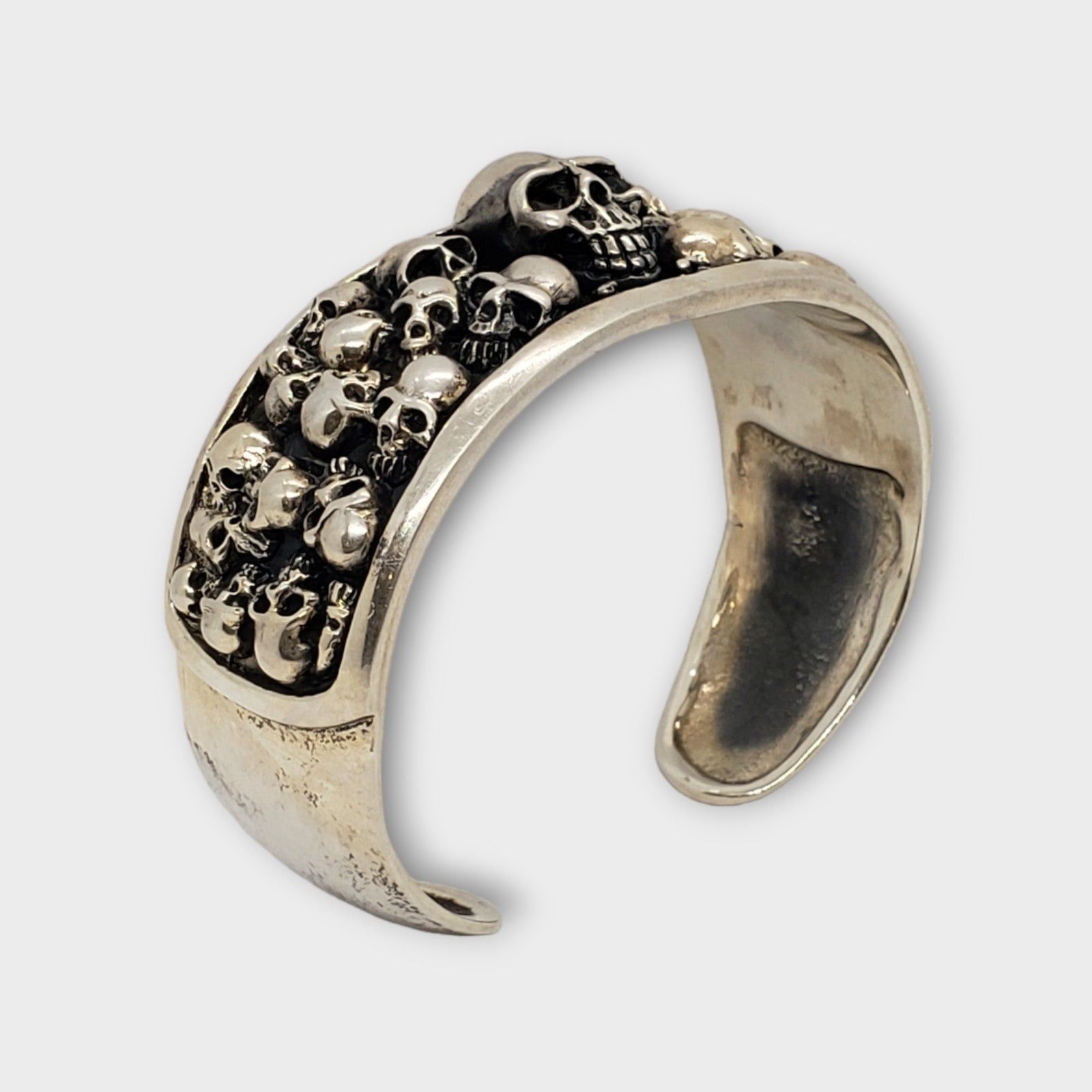 Handmade Skulls .925 silver bracelet biker rock and roll Size ONE SIZE - 1 Thumbnail