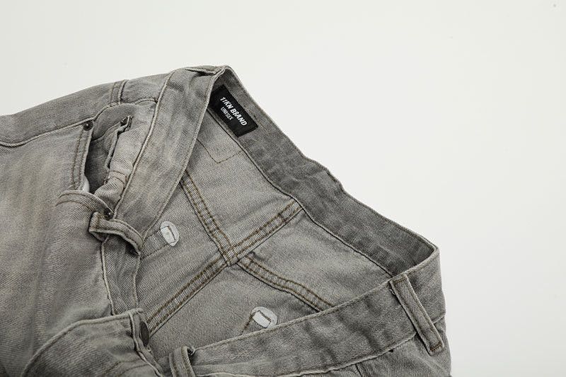 Vintage American retro washed men's gray loose straight leg jeans Size US 32 / EU 48 - 4 Thumbnail