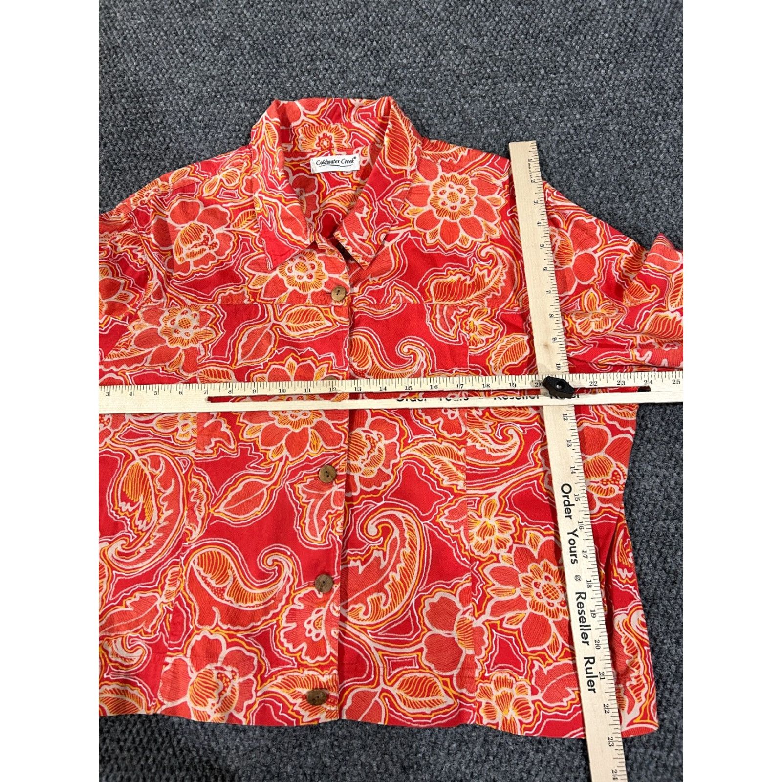 Coldwater Creek Coldwater Creek Jacket XL Red Floral Paisley Button Up Lightweight Size XL / US 12-14 / IT 48-50 - 4 Thumbnail