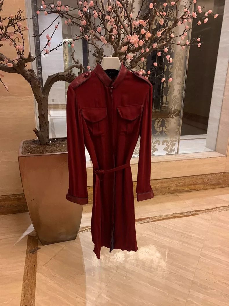 Gucci Silk Dress with Leather Trimmings by Gucci - dmc Size US 31 - 1 Thumbnail