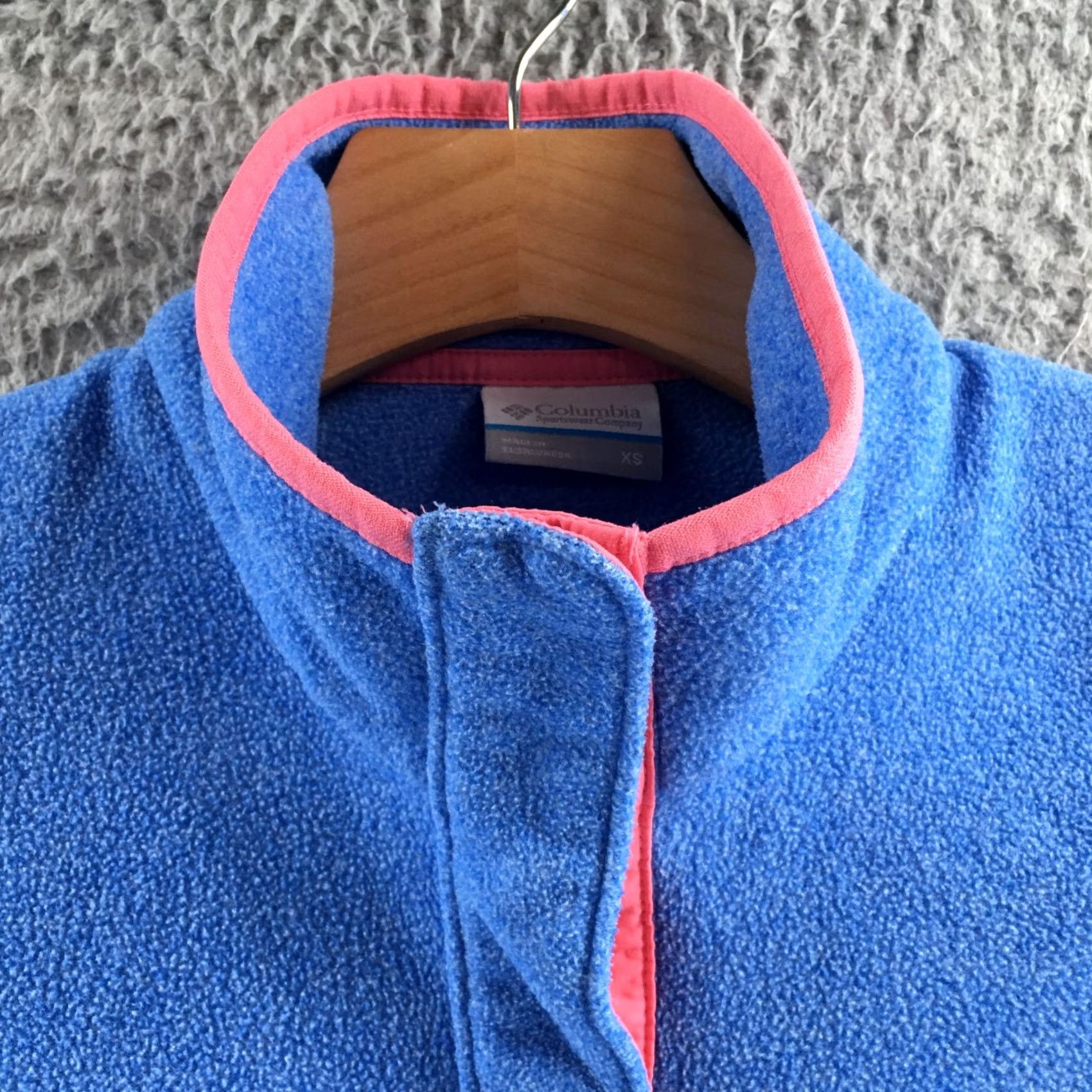 Vintage Columbia PFG Sweater Womens XS Blue Pink Trim Fleece Pullover Quarter Snap Size XS / US 0-2 / IT 36-38 - 3 Thumbnail