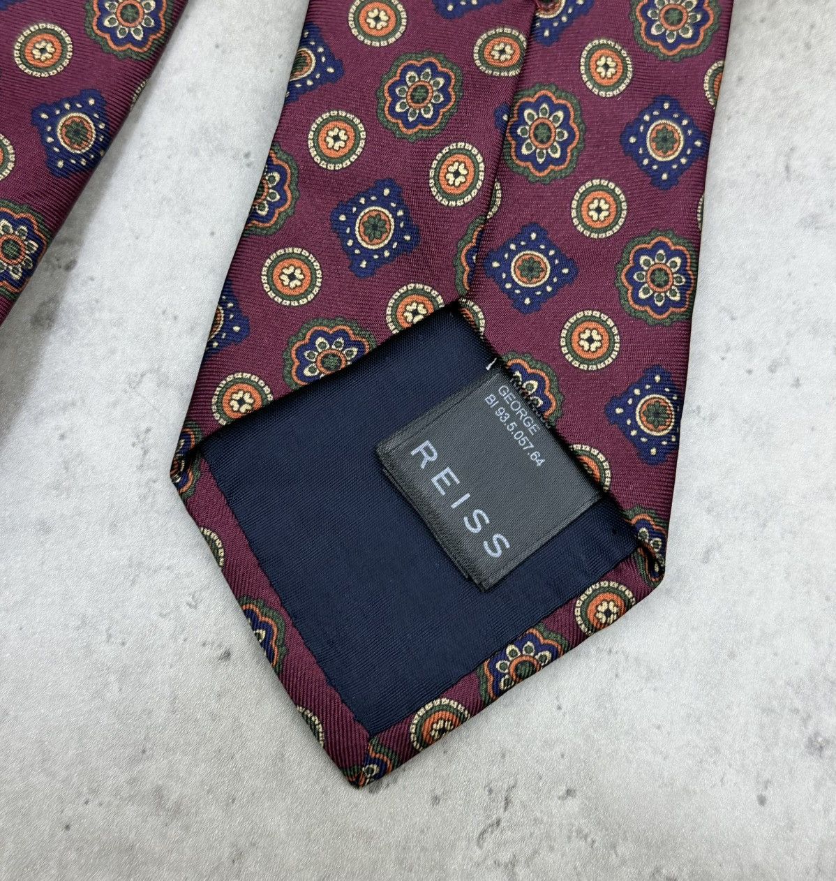 Reiss Reiss Floral Silk Tie Made in Italy Designer Mens Necktie Size ONE SIZE - 7 Thumbnail