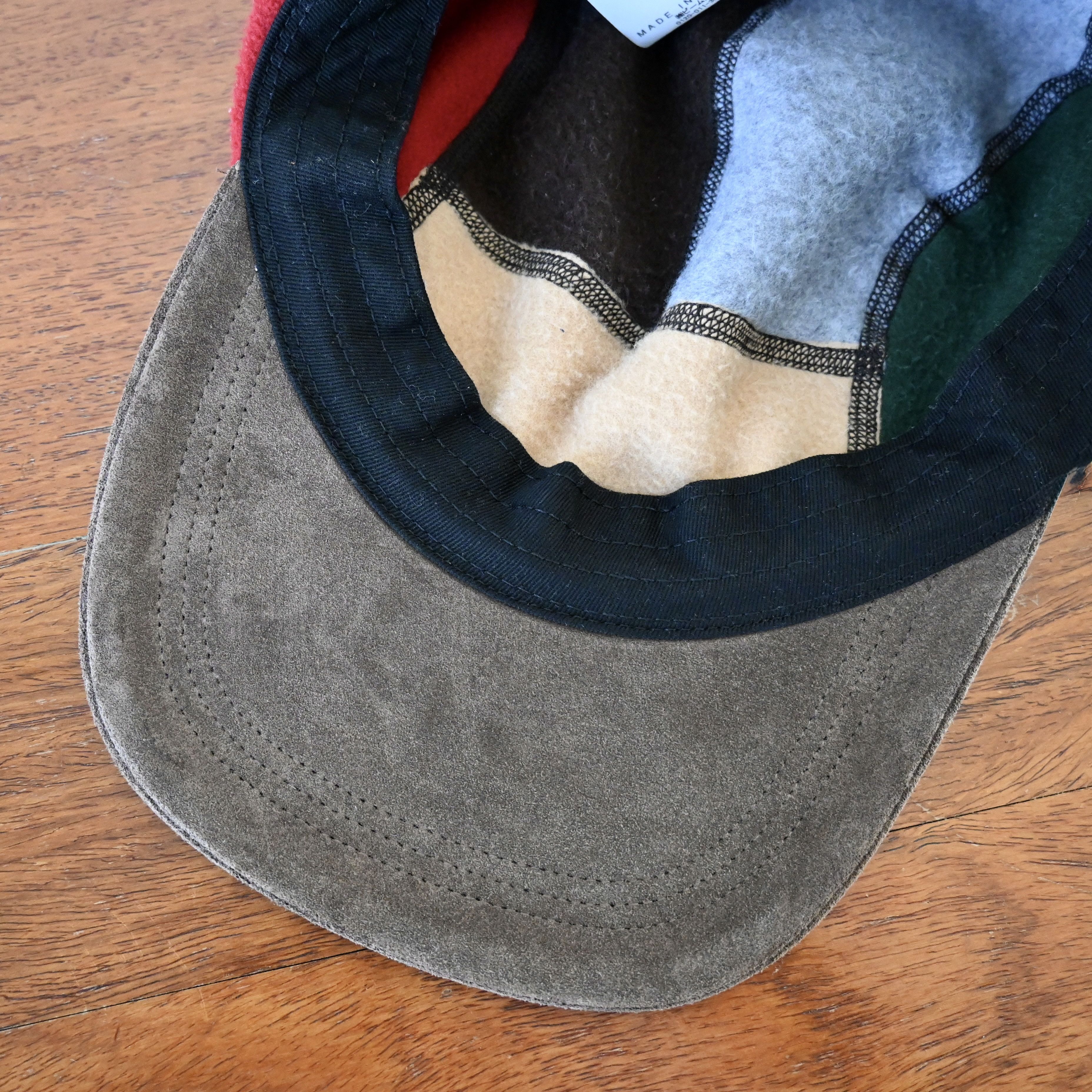 BEAMS Plus multi color fleece 5 panel hat with suede visor