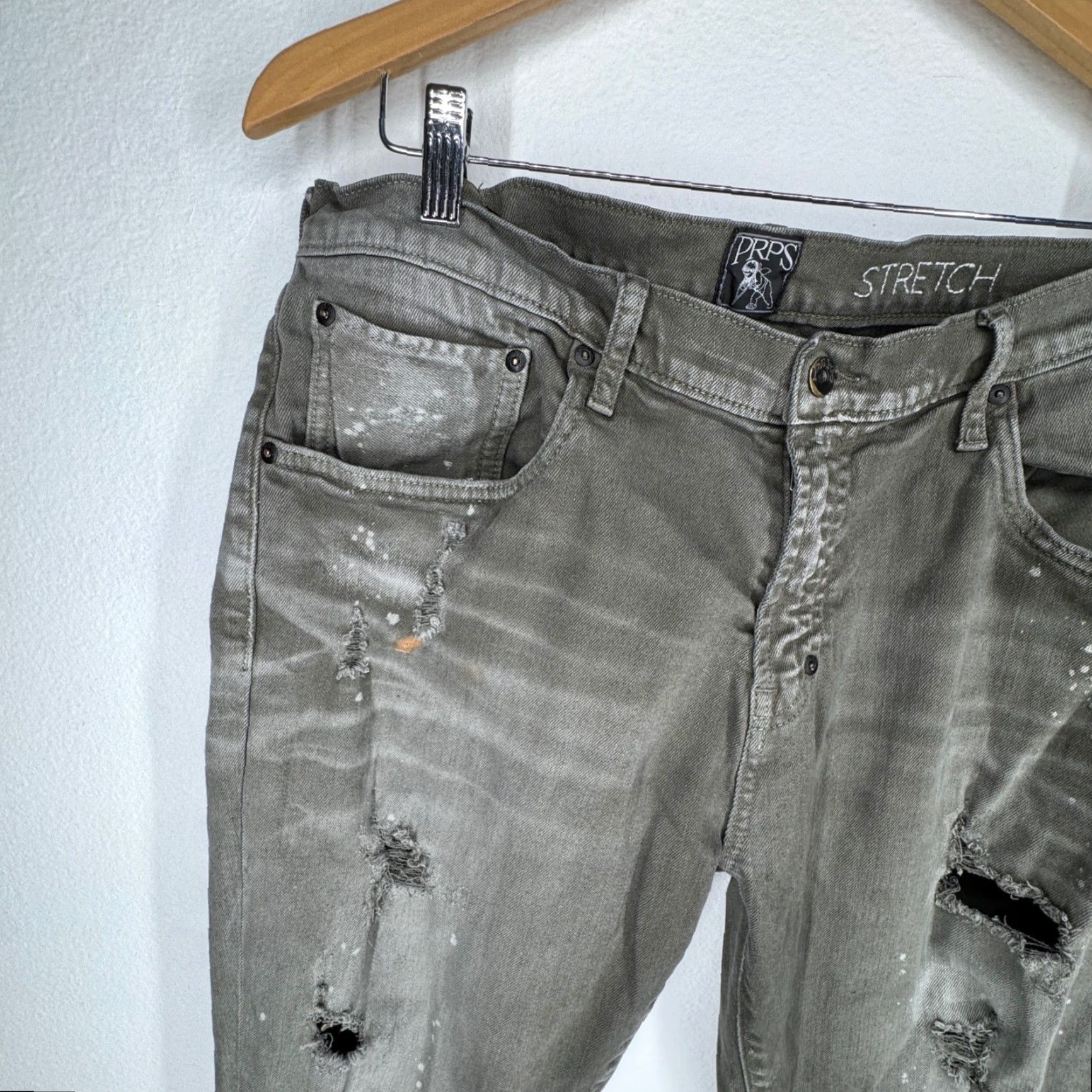 Prps PRPS Goods & Co Mens Windsor Fit Jeans Slim Distressed Gray Paint Splatter 38 Size US 38 / EU 54 - 5 Thumbnail